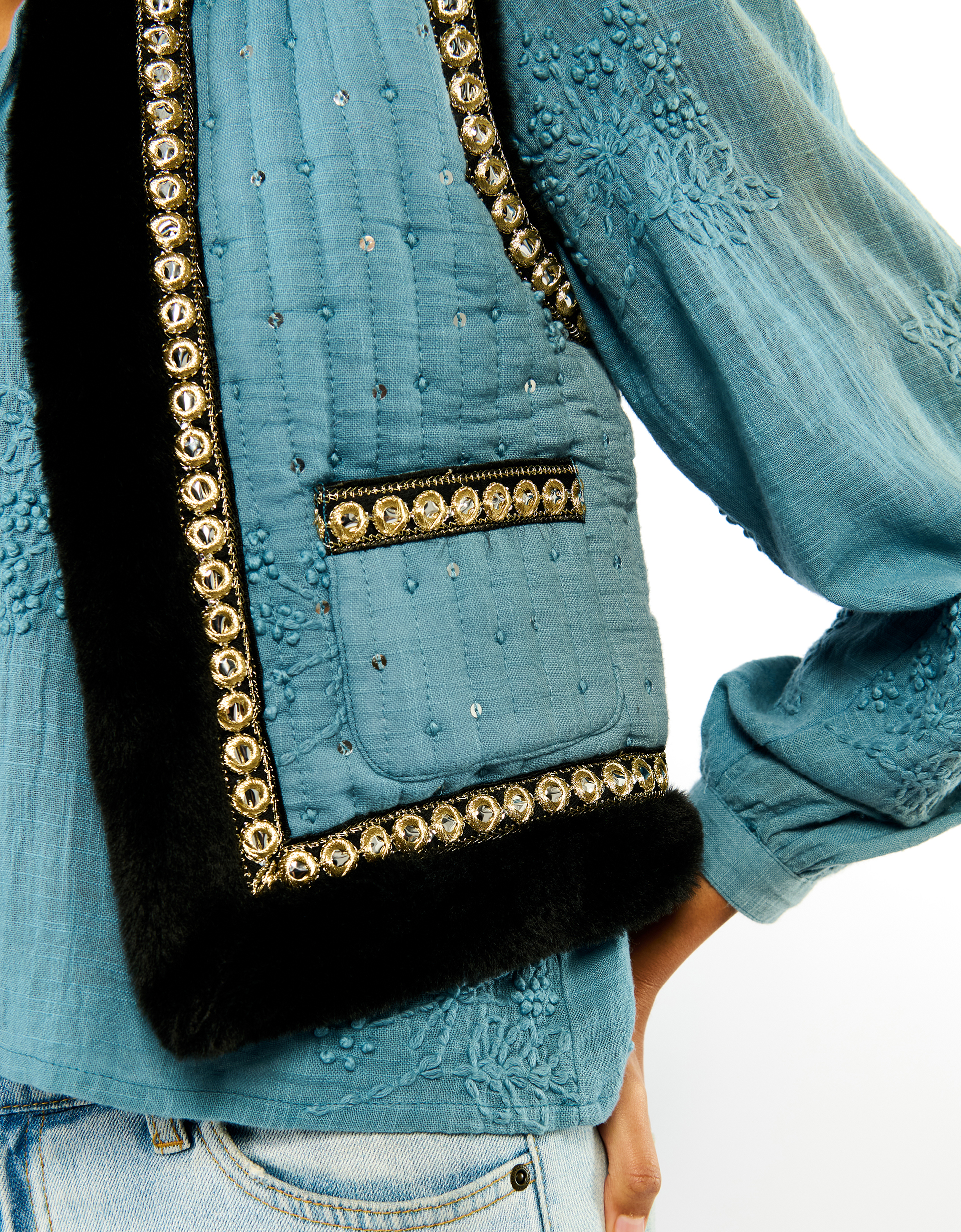 Monsoon Wild Isco Embellished Waistcoat, view 2