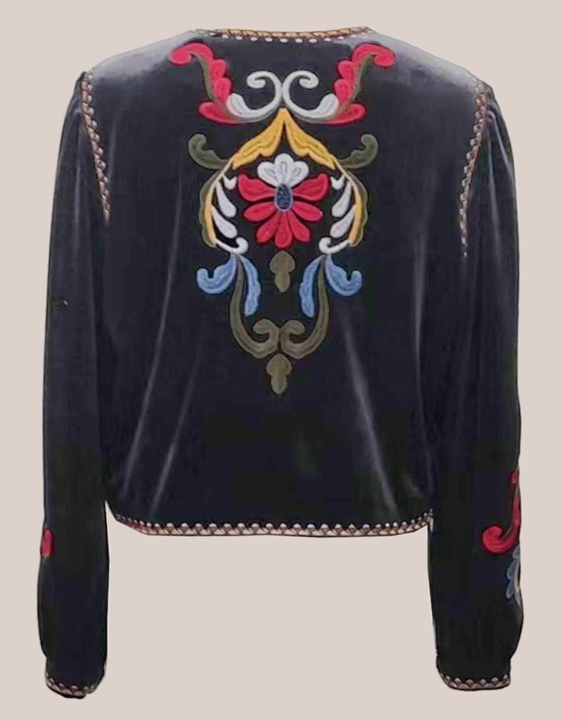 Monsoon Traffic People Folklore Embroidered Velvet Jacket, view 2