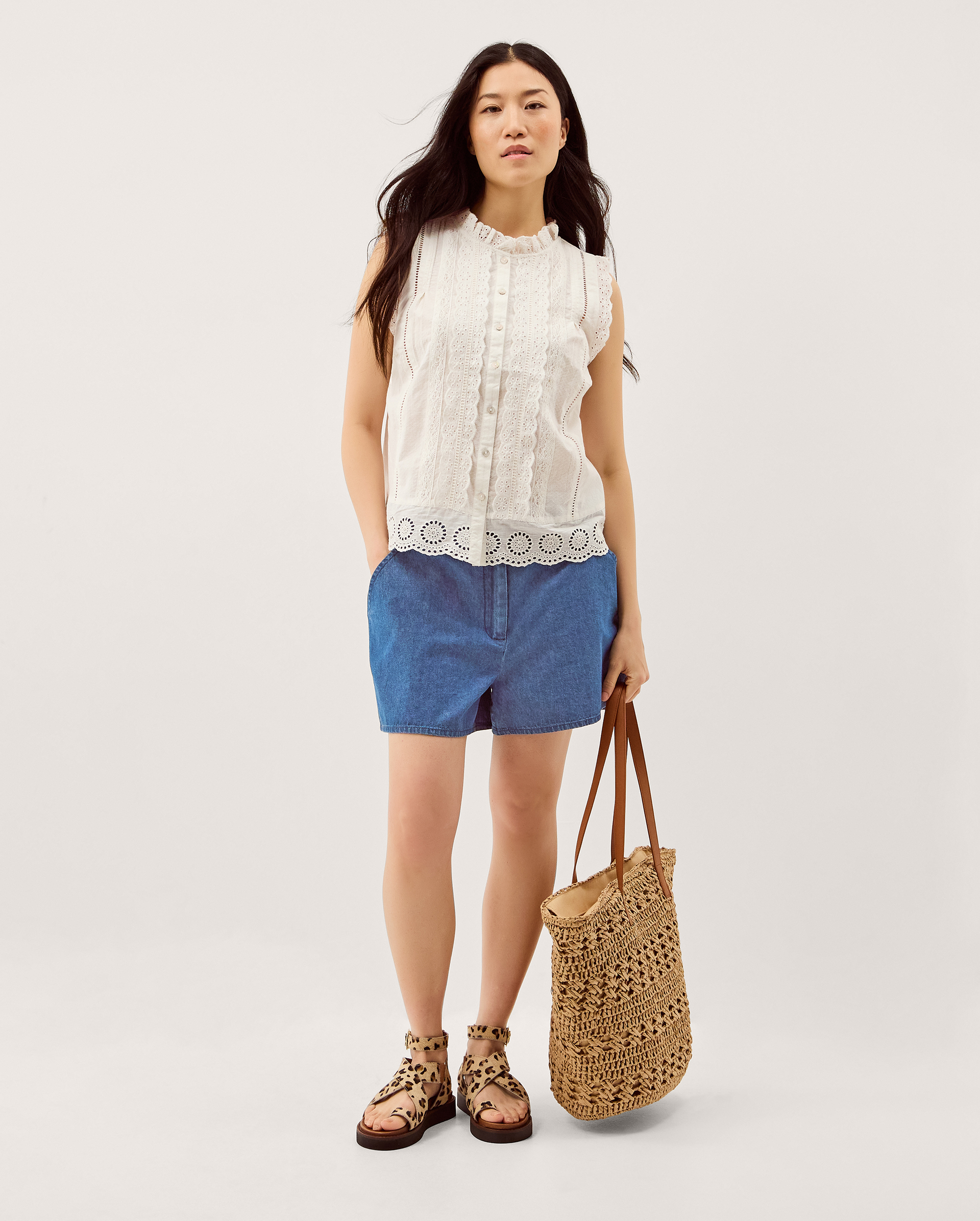 Monsoon Cece Denim Shorts in blue