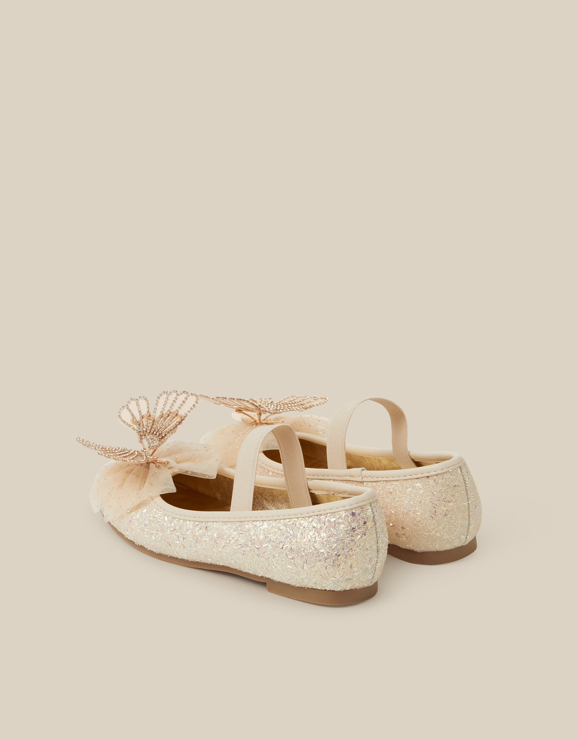 Monsoon Sparkle Butterfly Ballet Flats in Gold, view 3