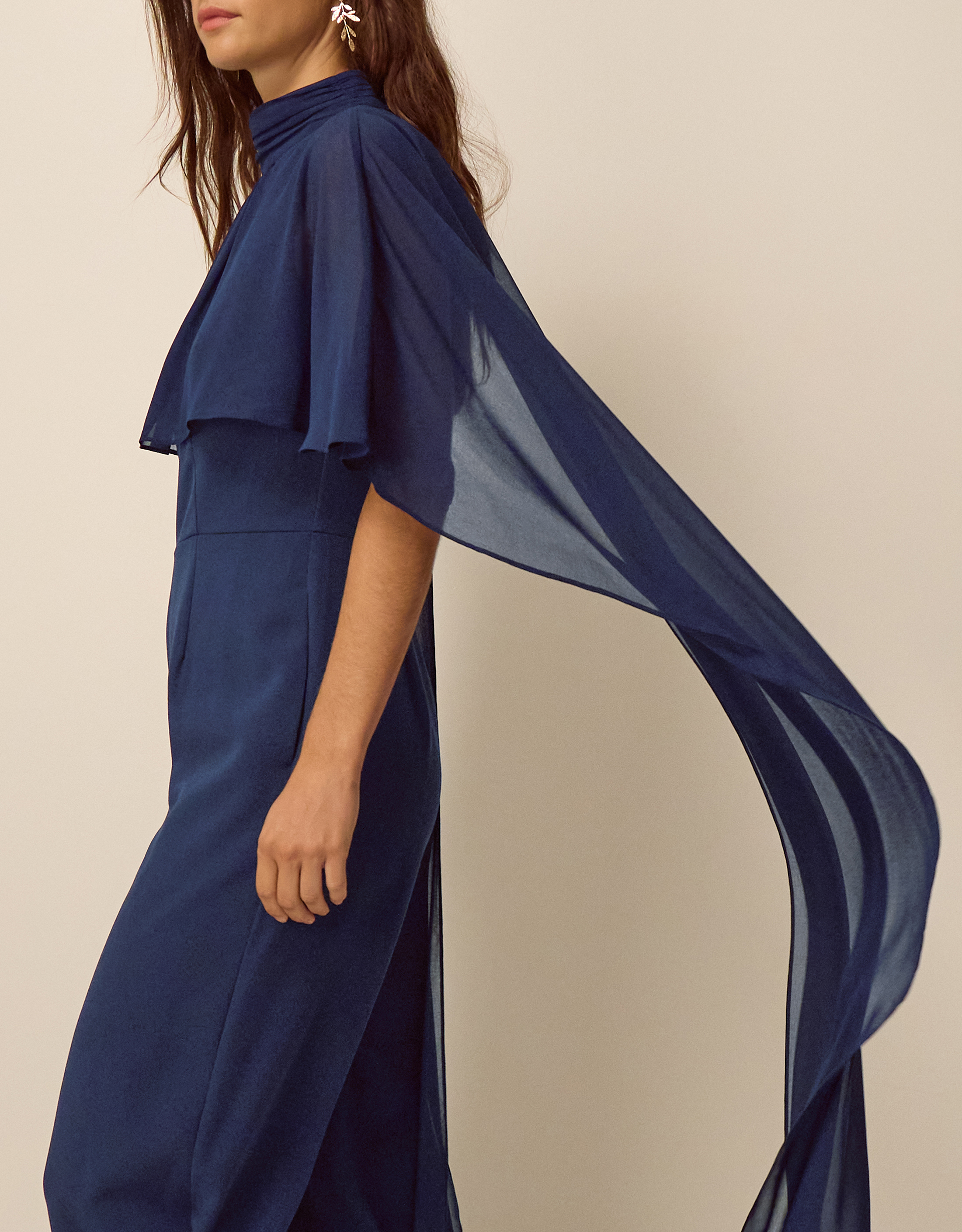 Monsoon Valerie Cape Wide Leg Jumpsuit in Blue, view 4