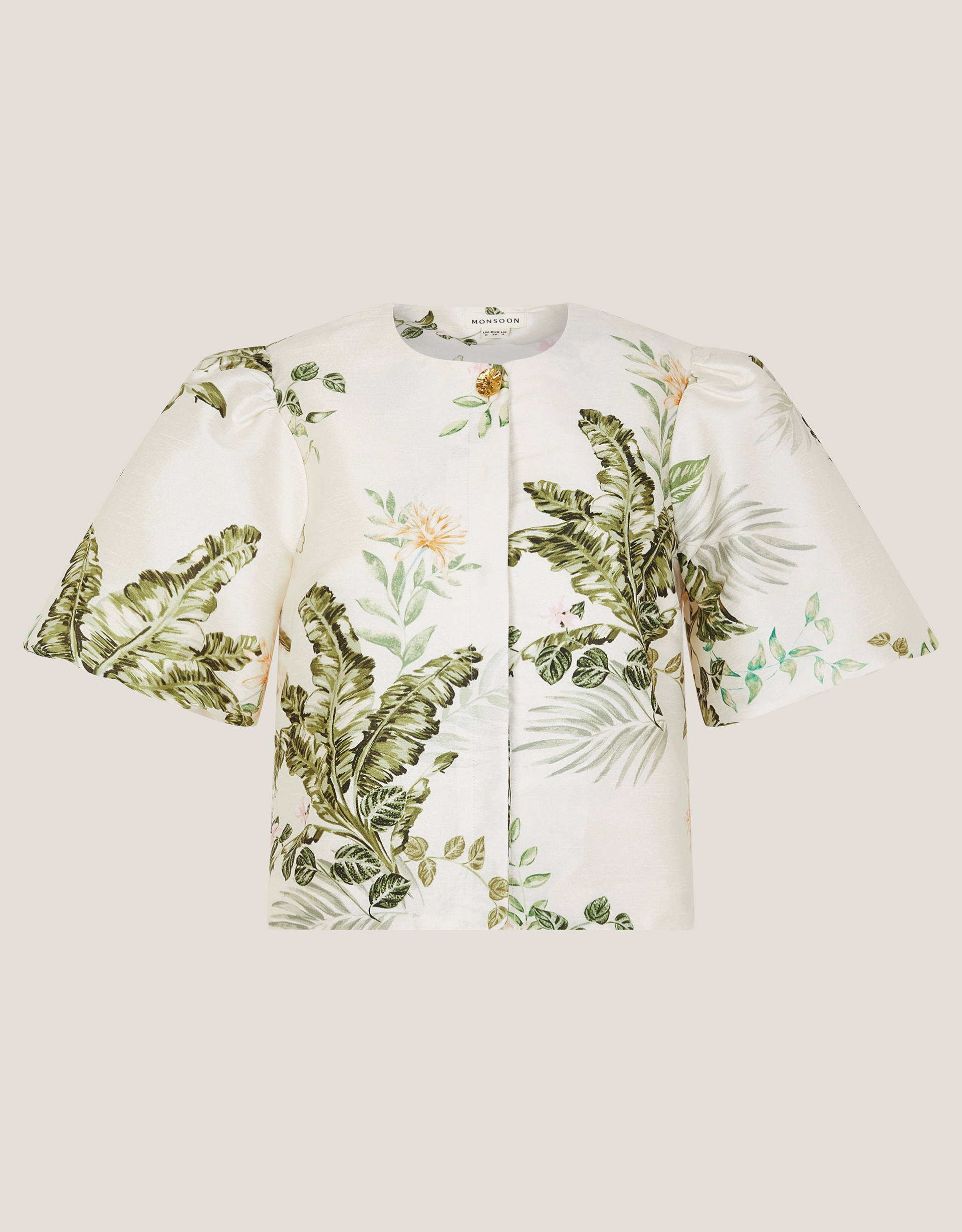 Monsoon Anne Floral Puff Sleeve Jacket, view 6