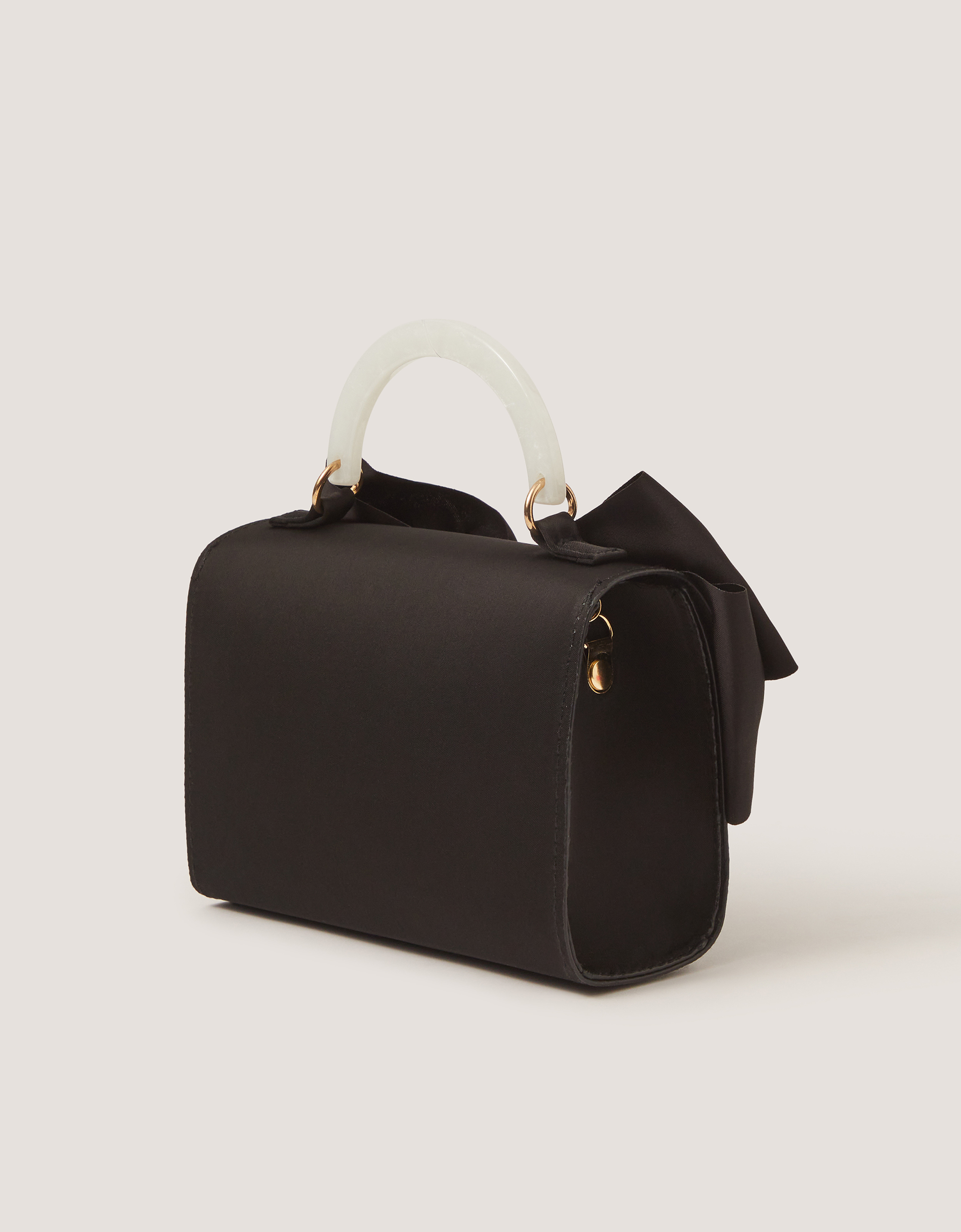 Monsoon Satin Bow Bag in Black, view 2