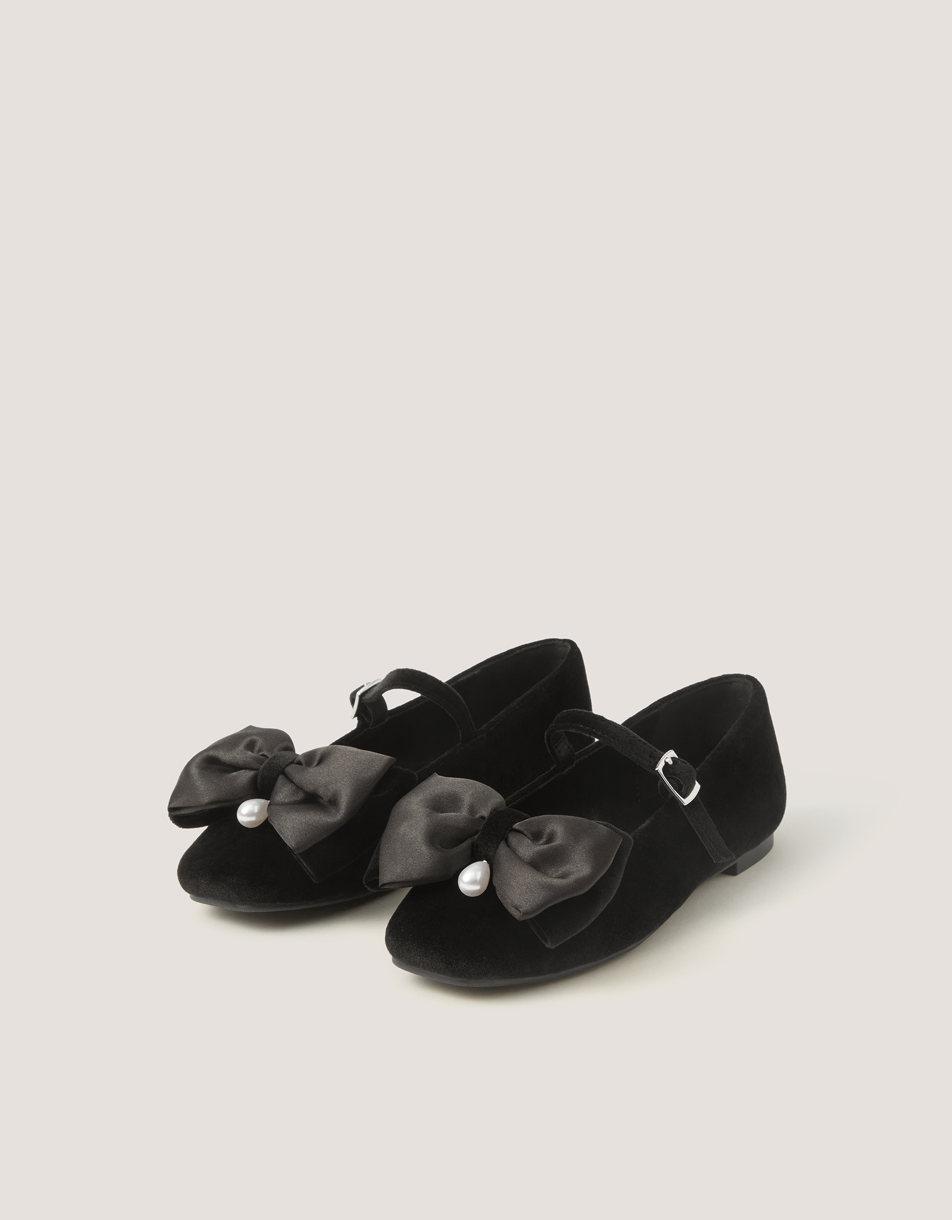 Monsoon Bow Velvet Ballet Flats in Black