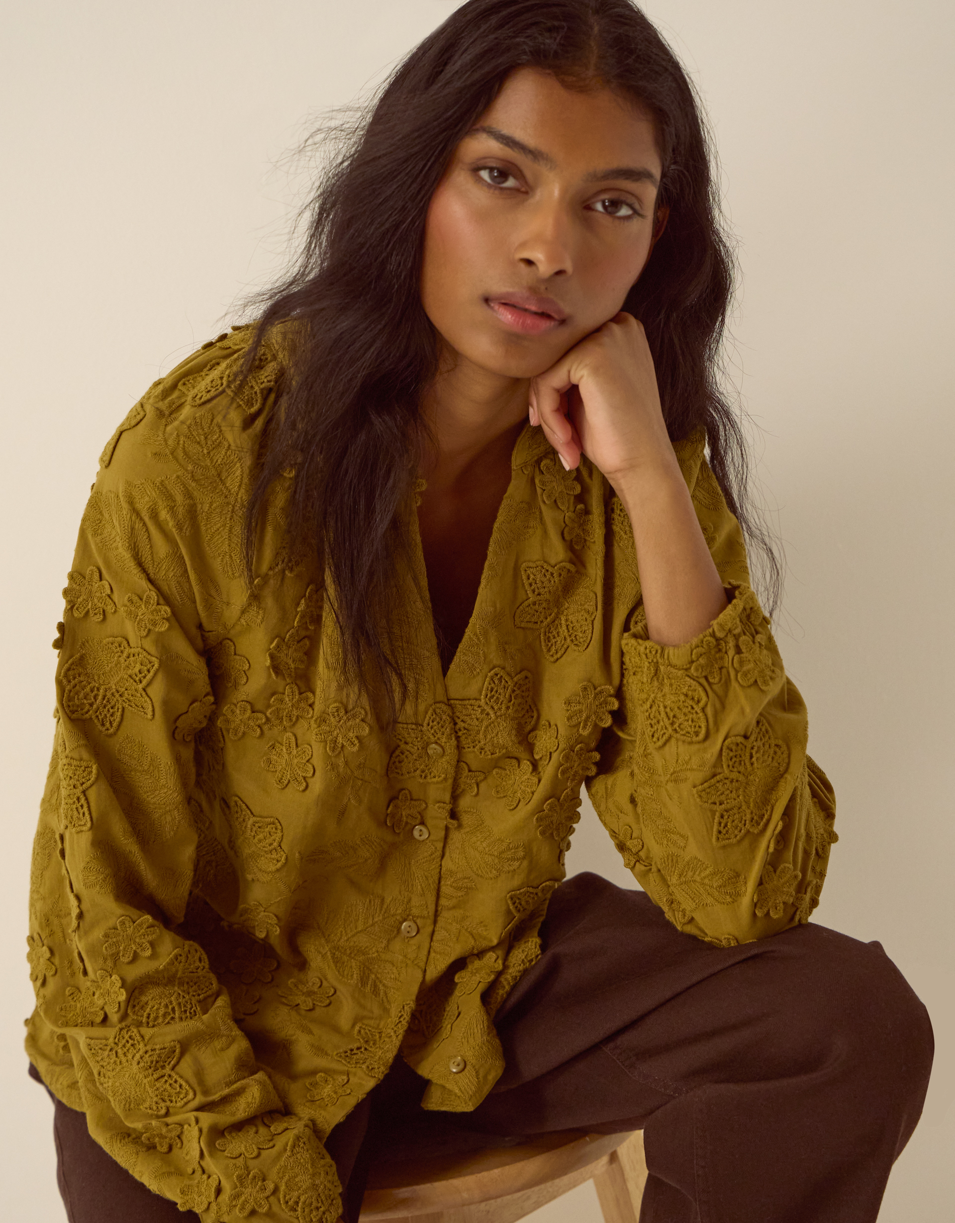Monsoon Luci Floral Embroidered Shirt, view 4
