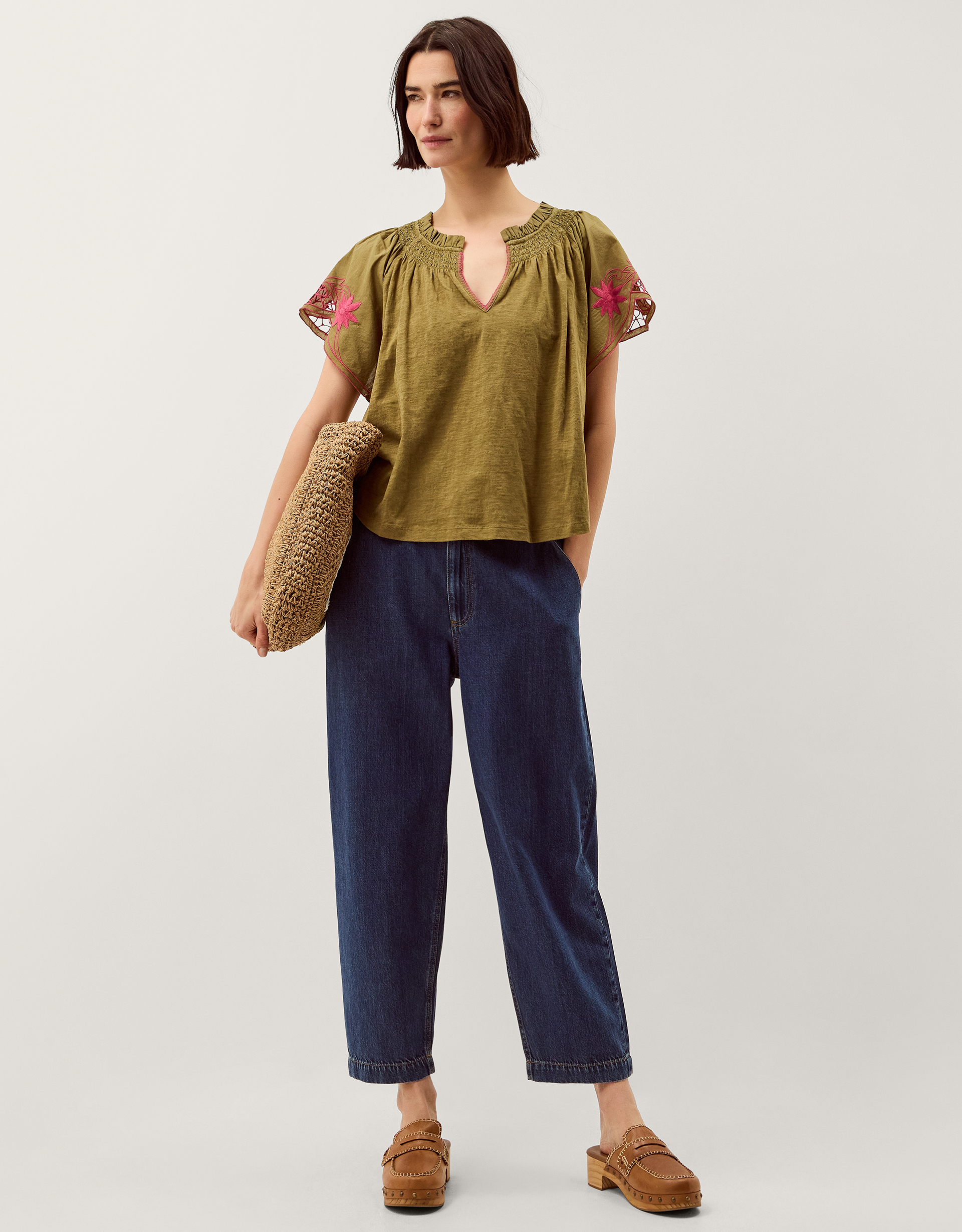 Monsoon Fiona Embroidered Cotton Top, view 4