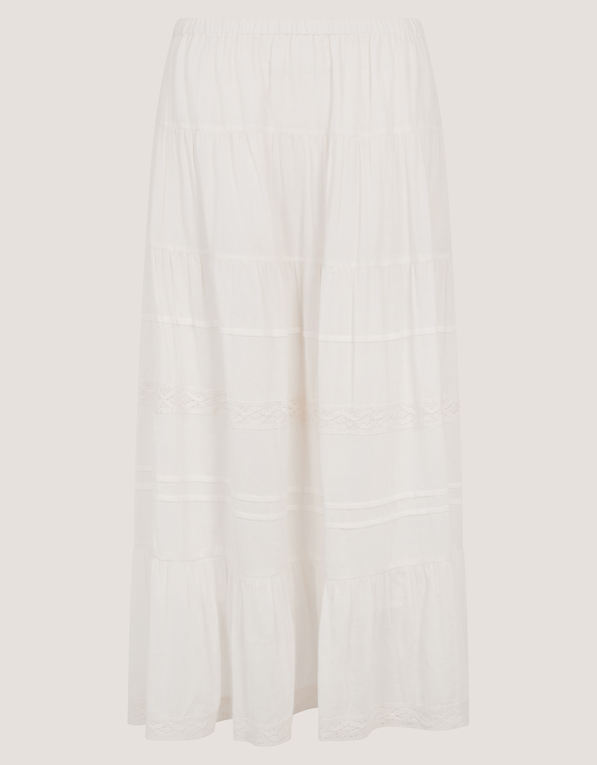 Monsoon Maria Tiered Maxi Skirt in White, view 5