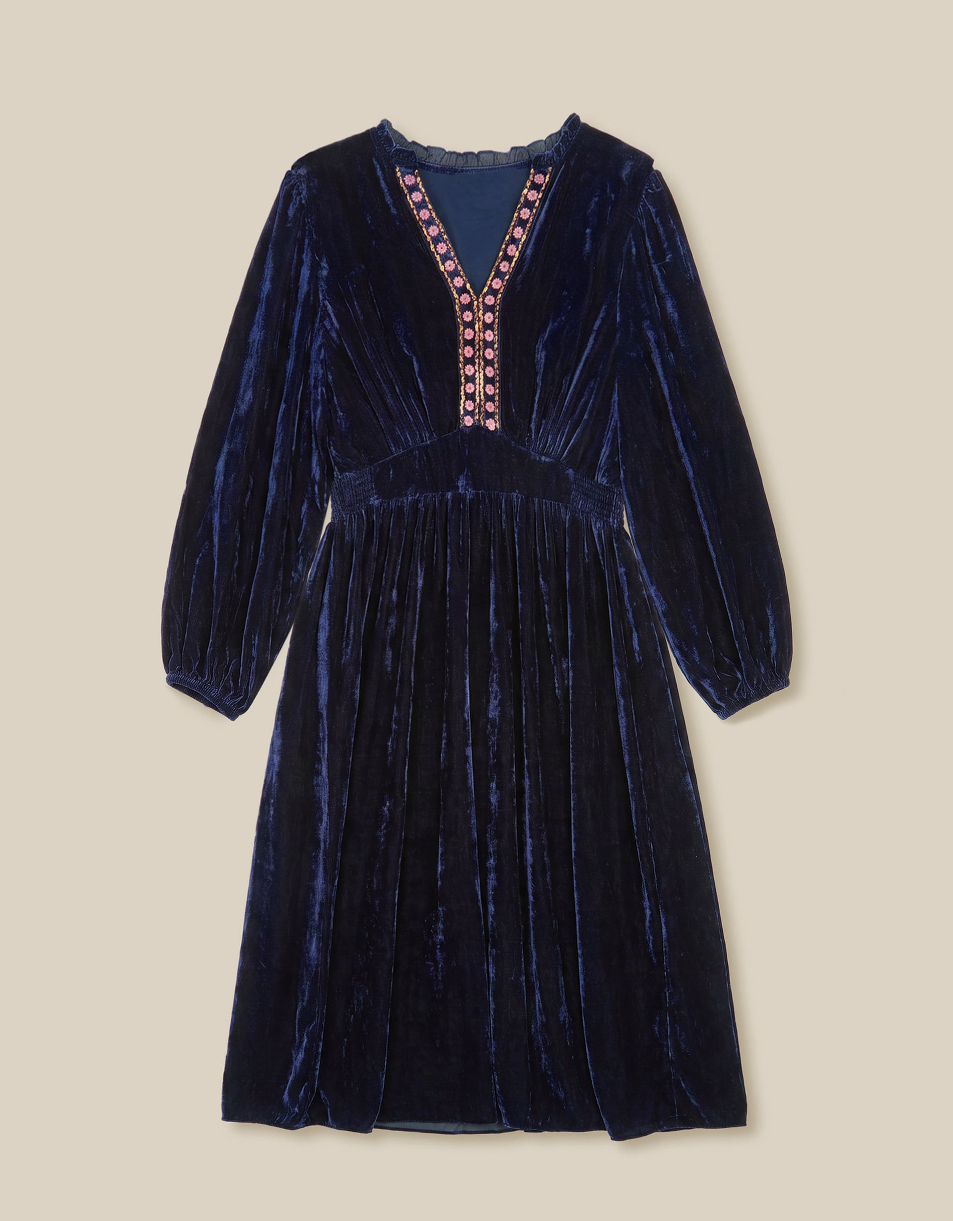 Monsoon Easy Wendy Floral Embroidered Velvet Maxi Dress, view 6