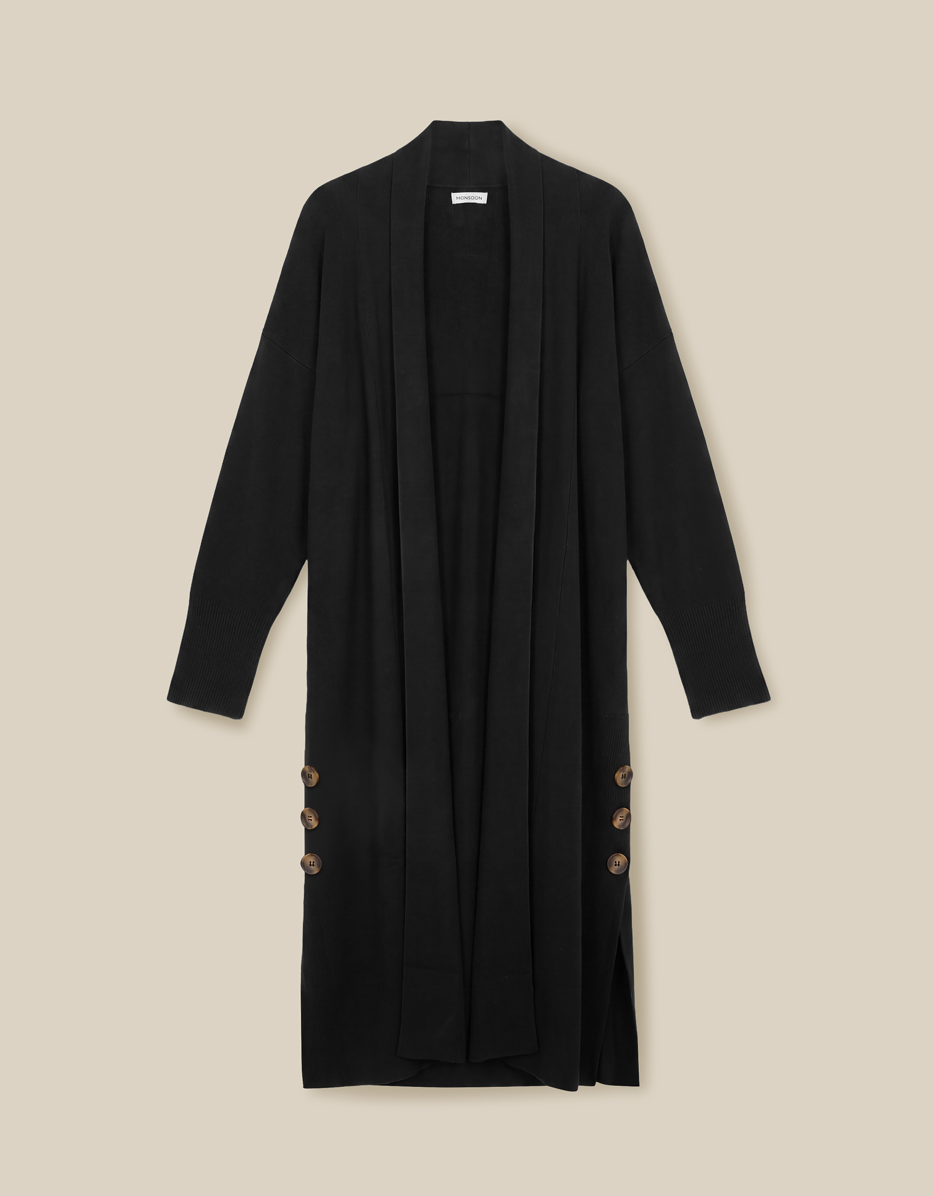 Monsoon Sadie Knit Longline Cardigan in Black, view 5