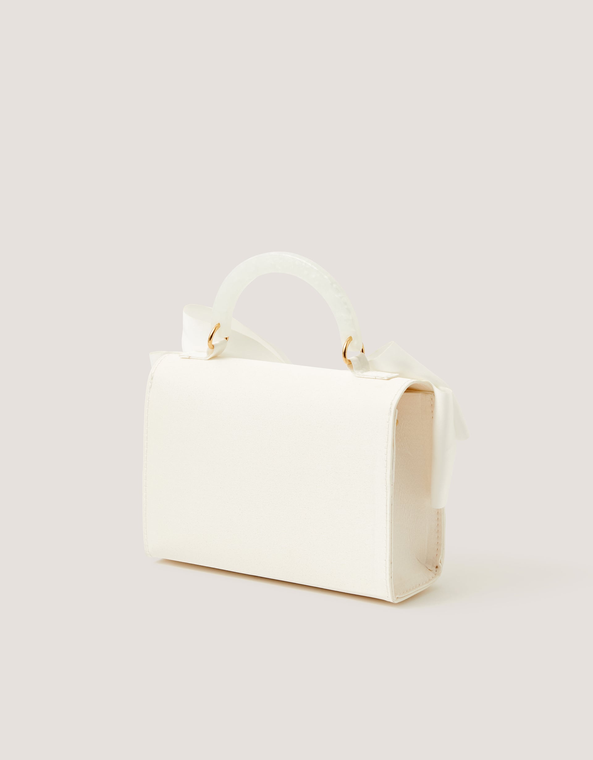 Monsoon Satin Bow Bag in Ivory, view 2