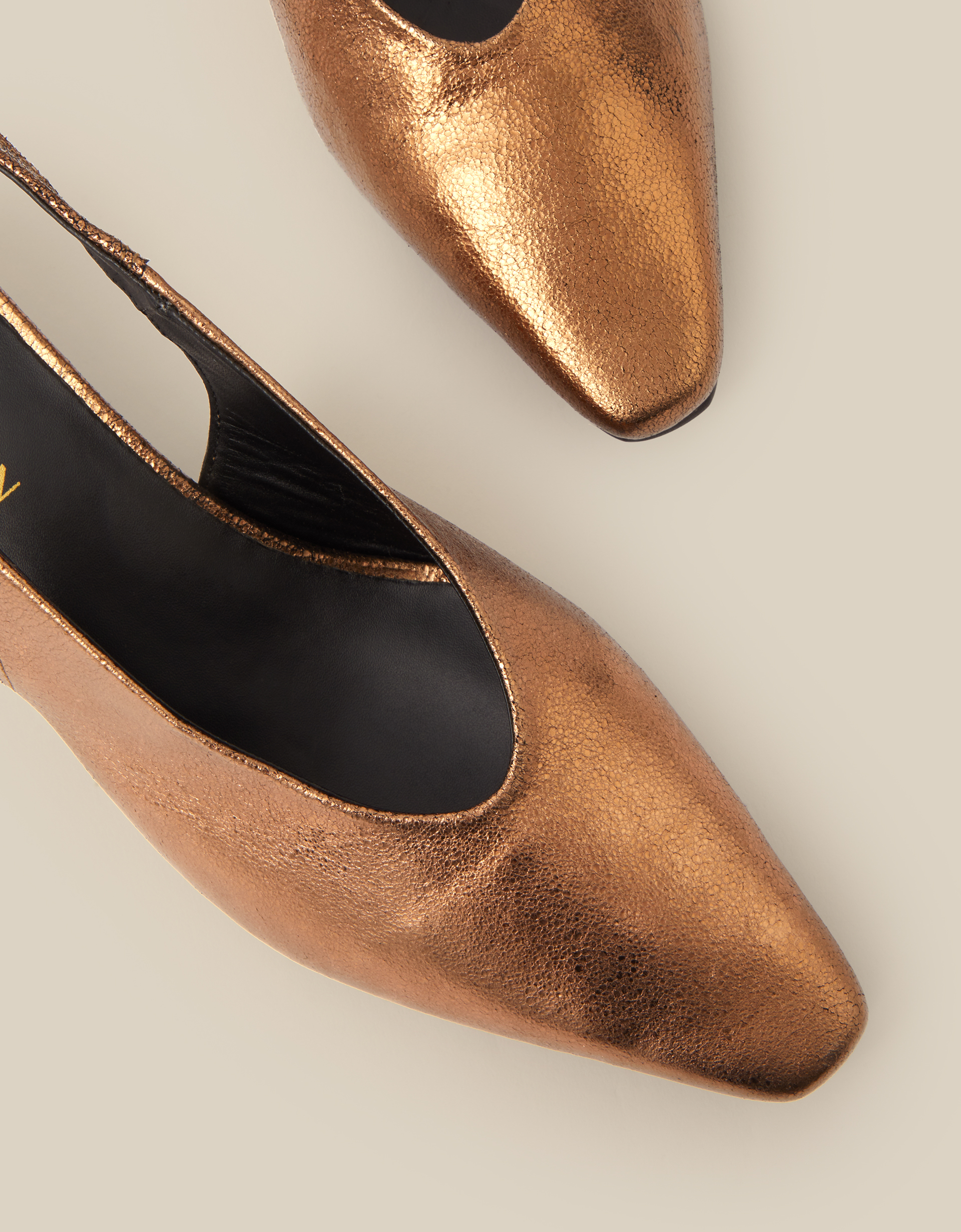 Monsoon Tola Metallic Leather Slingback Kitten Heels, view 3