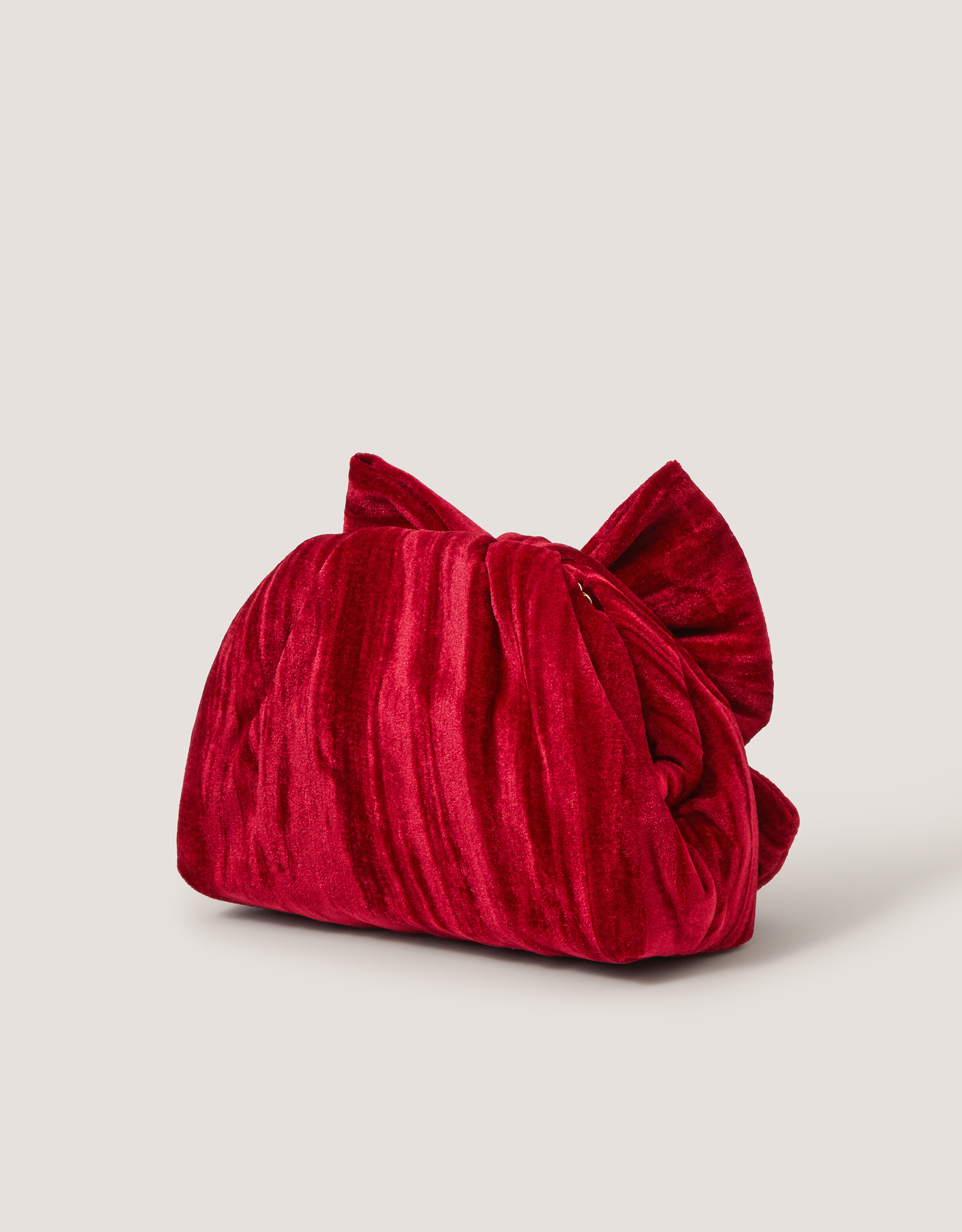 Monsoon Taya Velvet Bow Clutch Bag, view 2