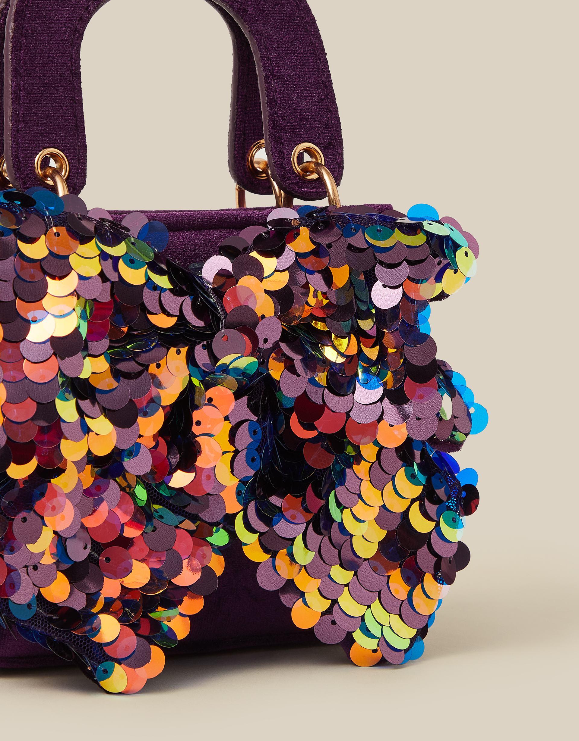 Monsoon Sequin Bow Tote Bag in Purple, view 3