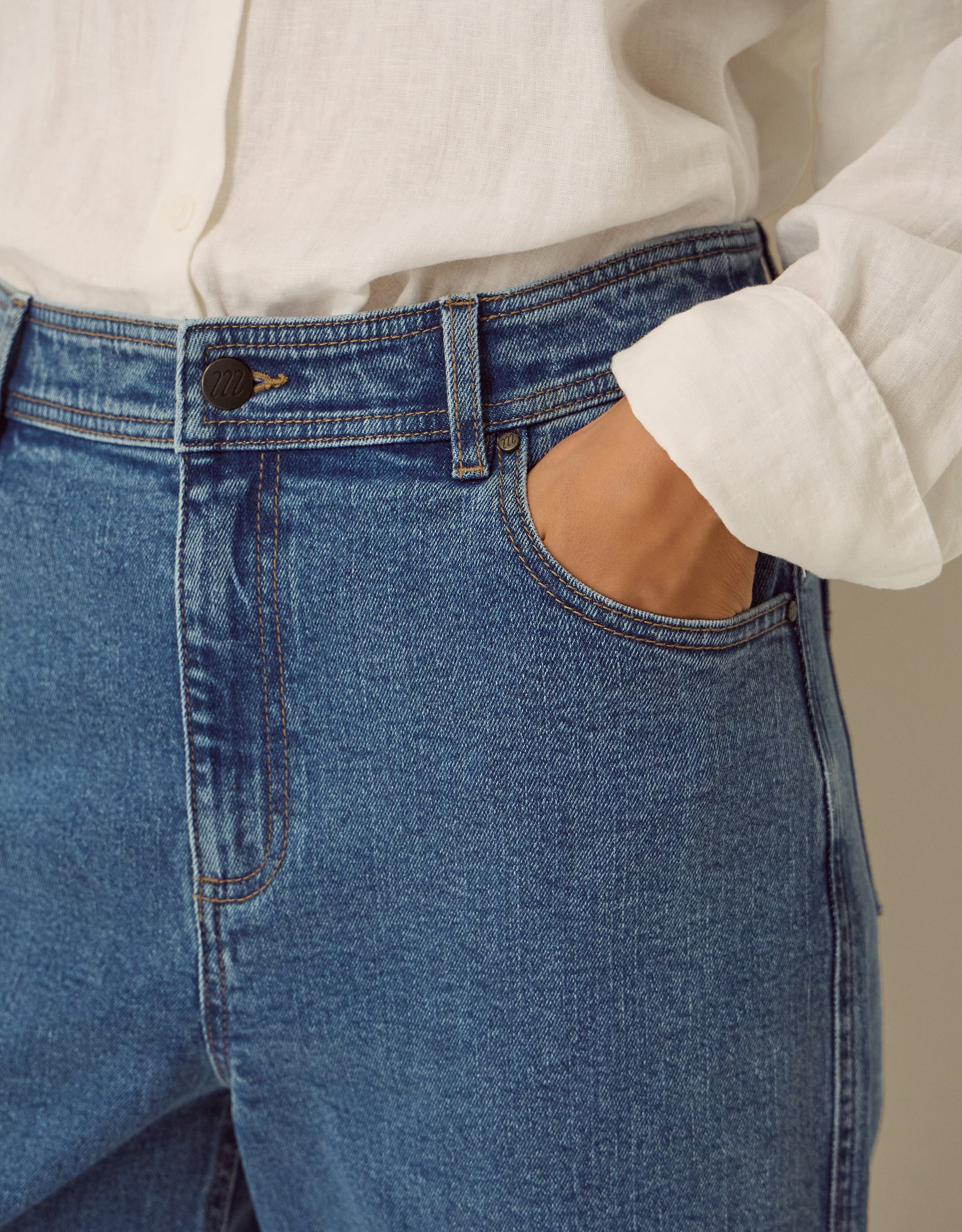 Monsoon Hallie Regular Crop Wide Leg Jeans in Blue, view 5