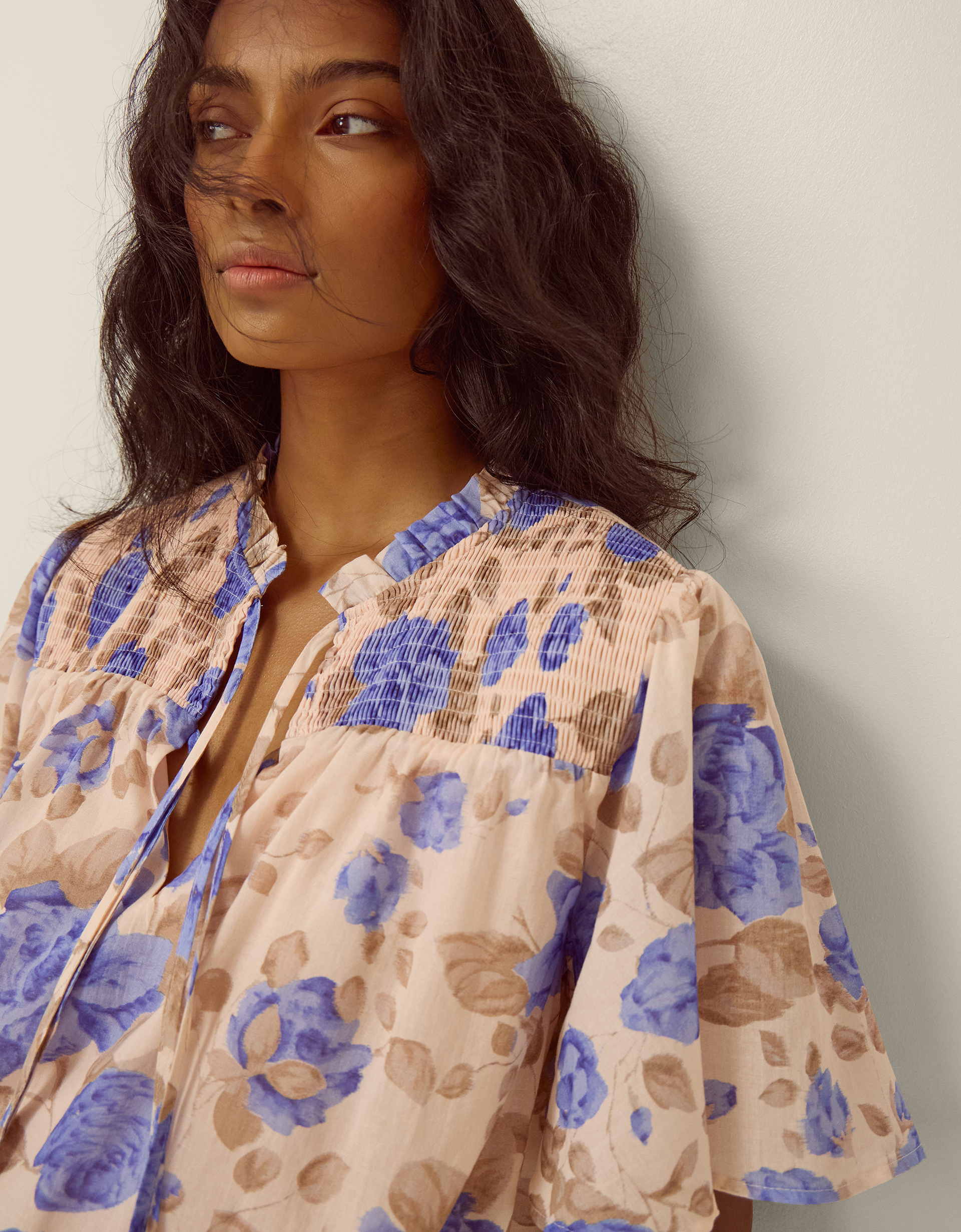 Monsoon Lori Floral Bubble Hem Blouse, view 2