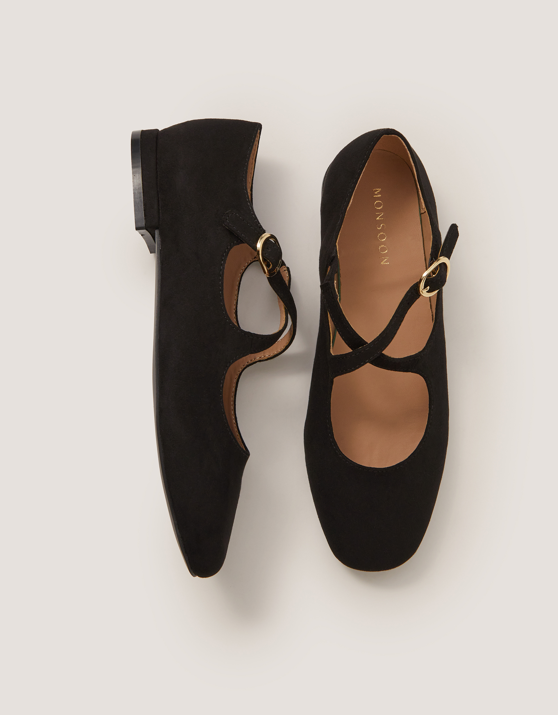 Monsoon Dana Faux Suede Mary Jane Ballet Flats