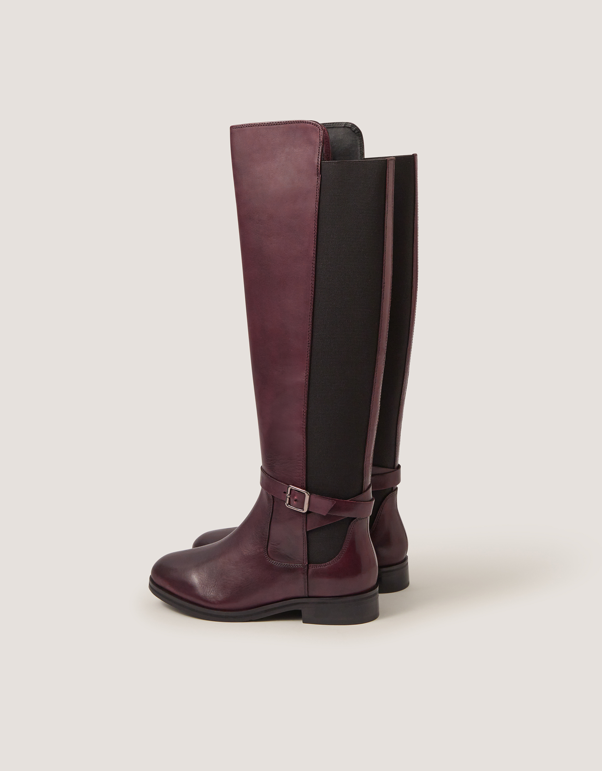 Monsoon Milly Leather Knee High Boots in Red, view 2
