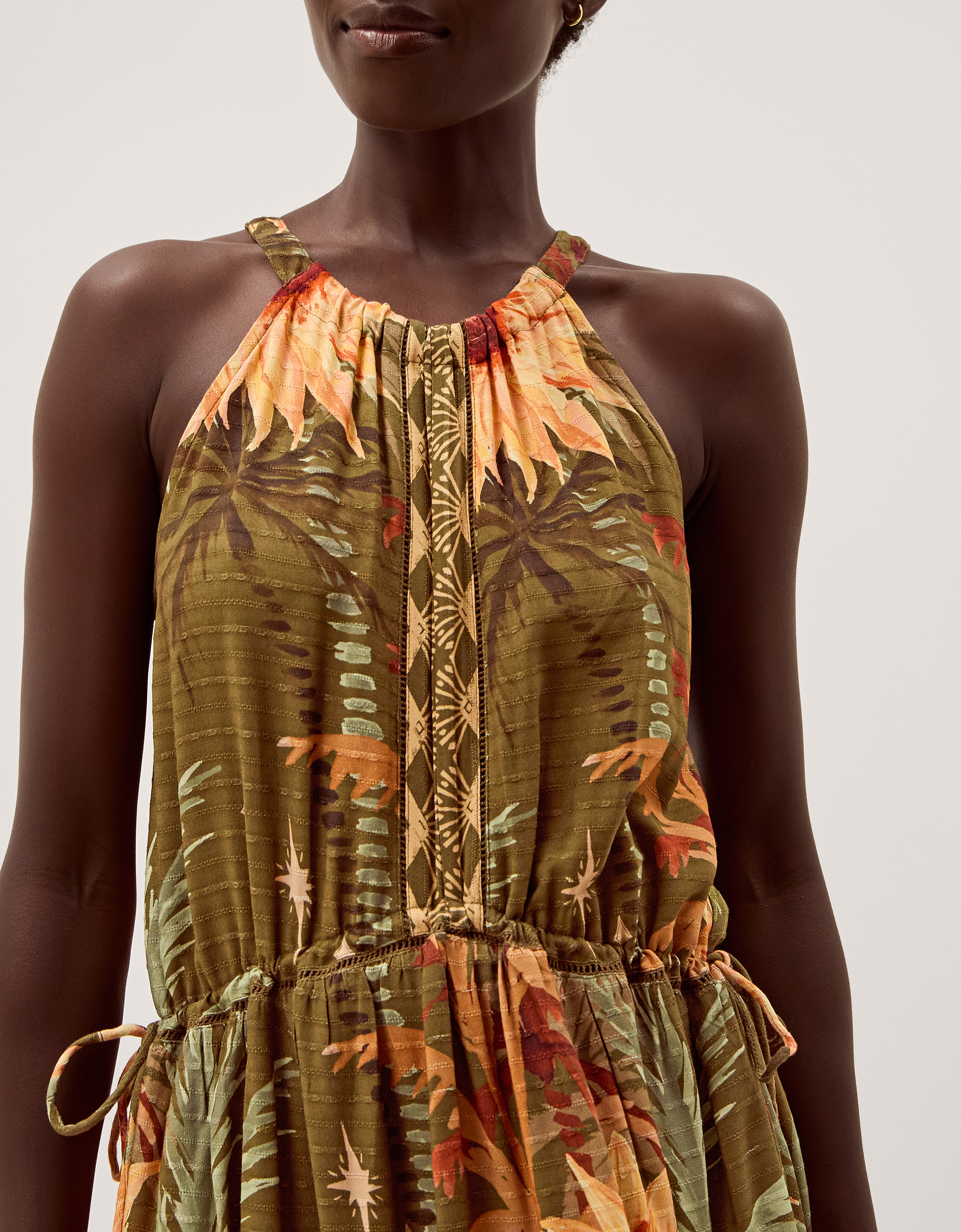 Monsoon Fallon Sleeveless Tropical Print Midi Dress, view 4