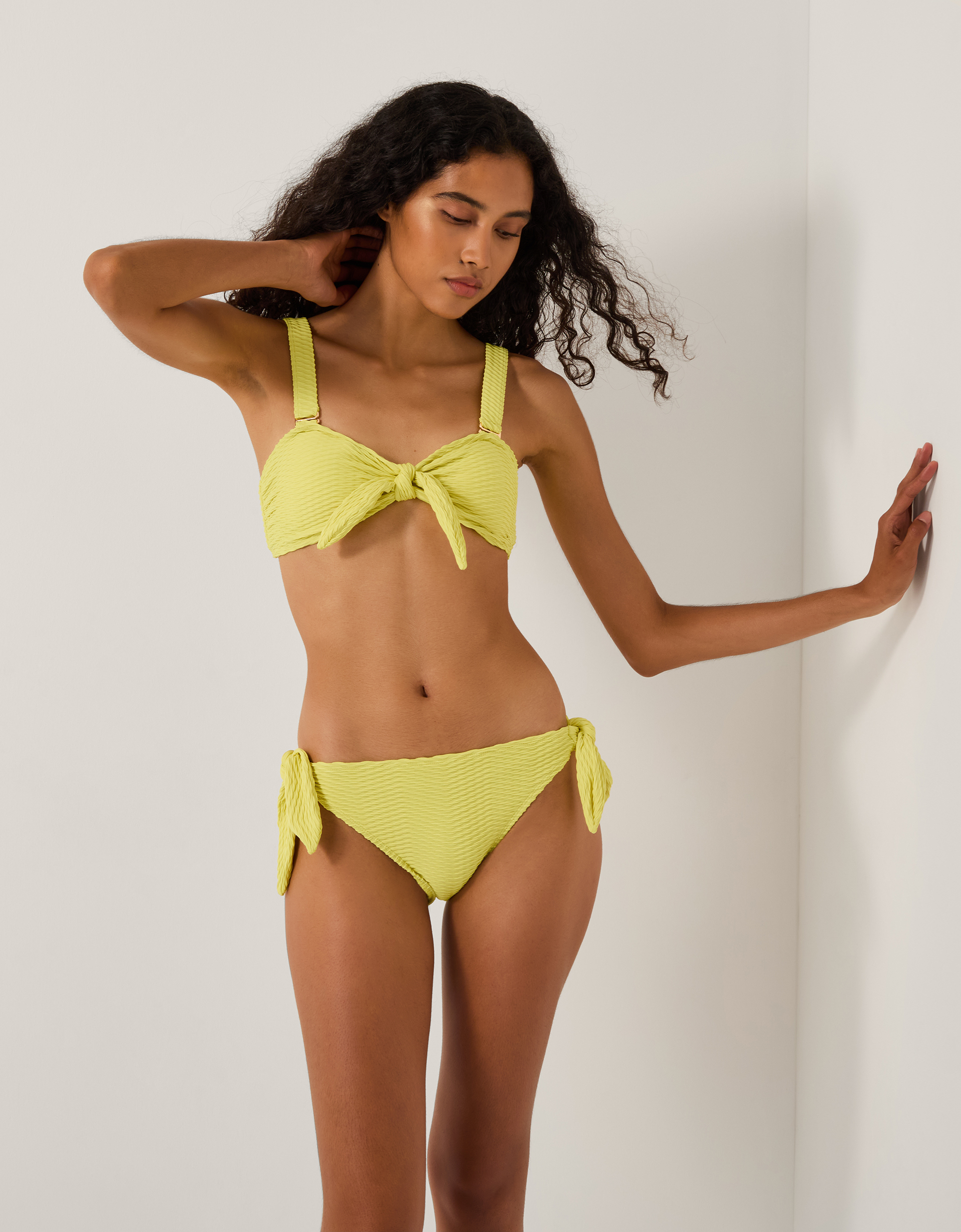 Monsoon Alina Rib Bandeau Bikini Top in green
