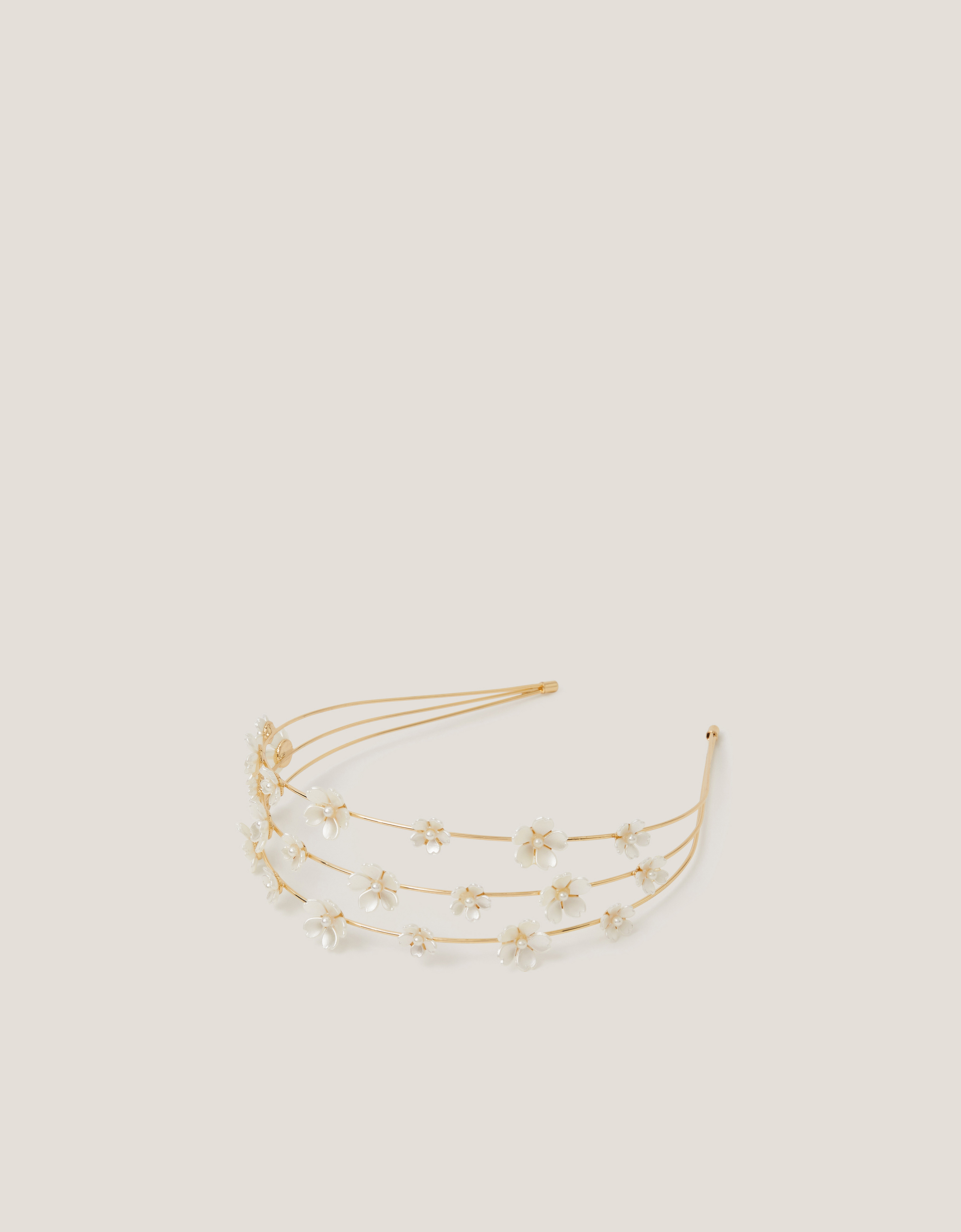 Monsoon Flower Pearl Wire Headband in Ivory