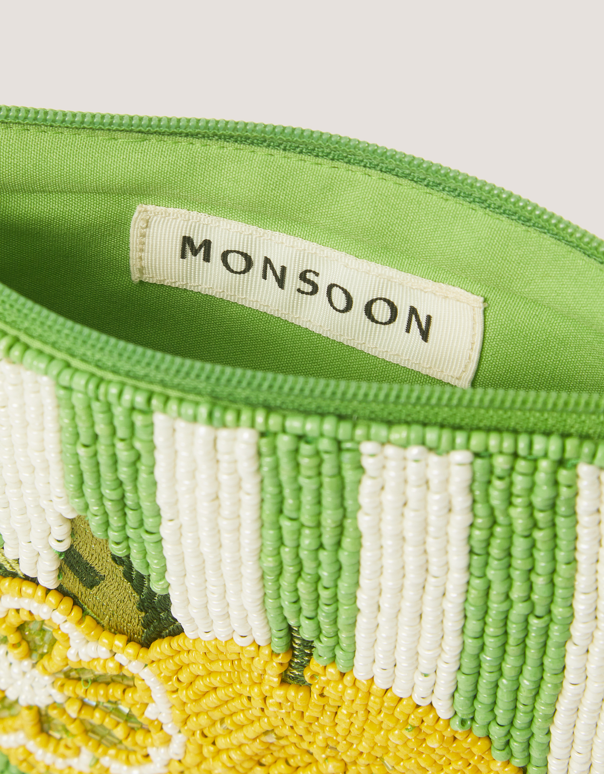 Monsoon Lemon Beaded Pouch, view 4