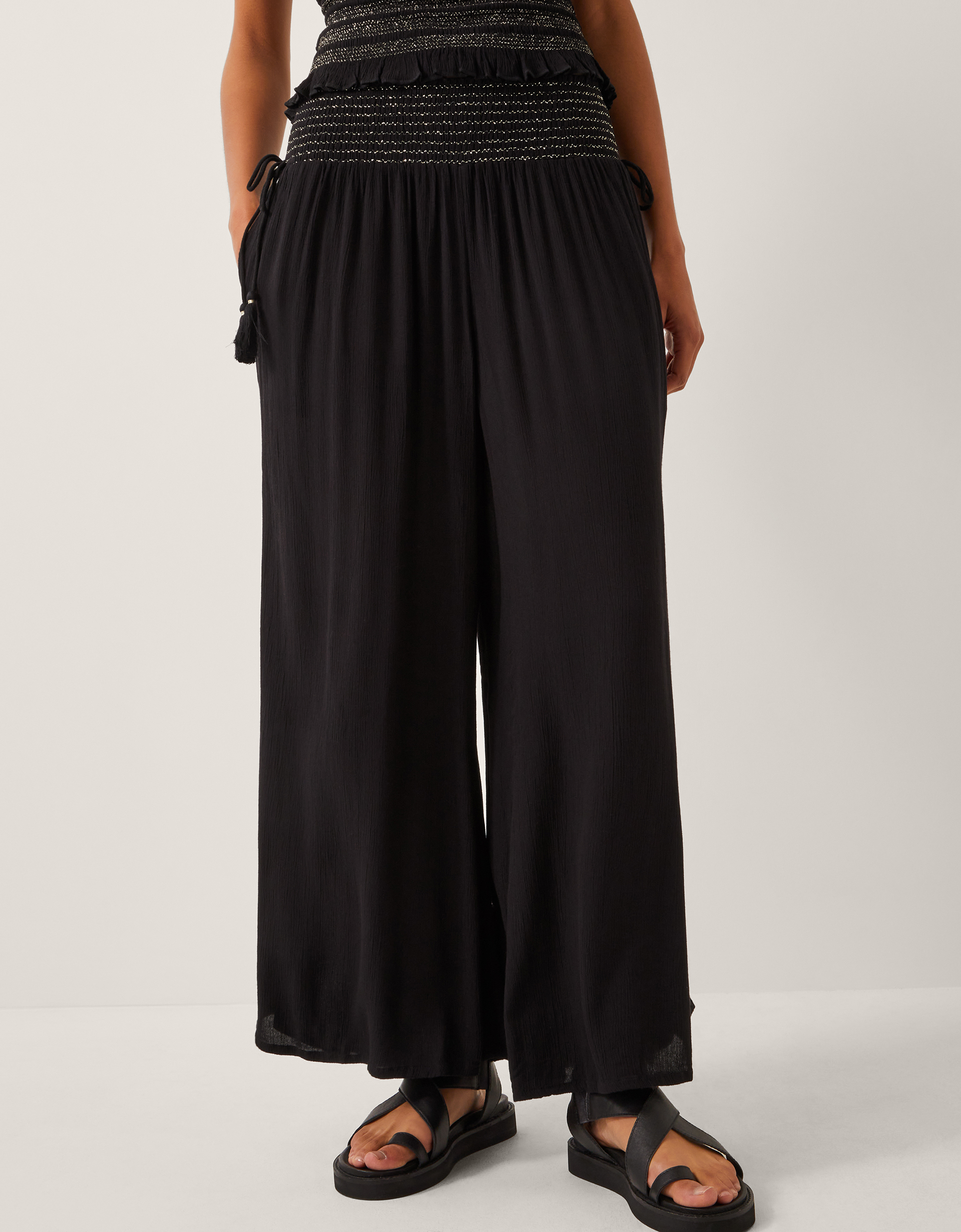 Monsoon Heidi Shirred Wide Leg Trousers, view 2