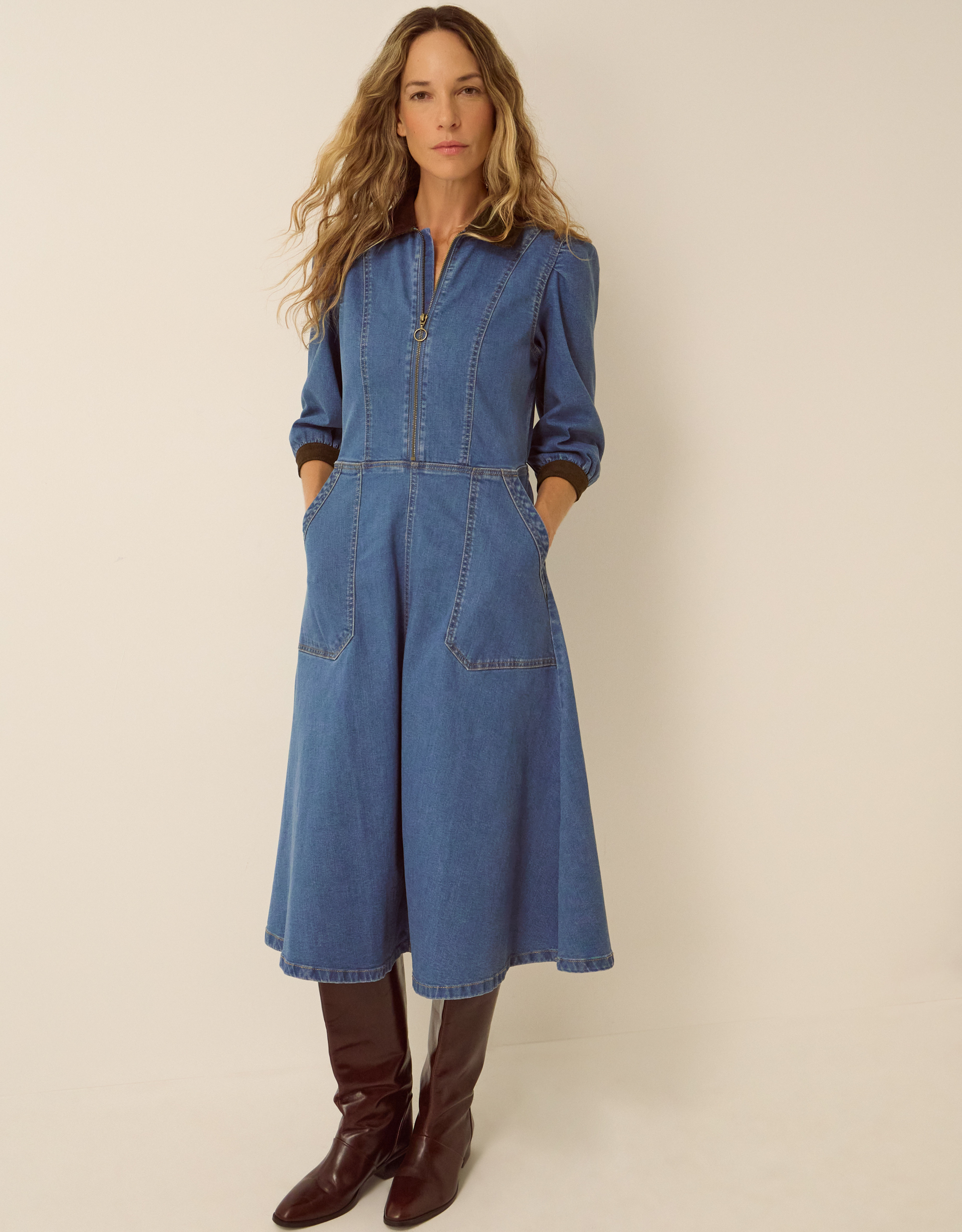 Monsoon Poppy Denim Midi Dress