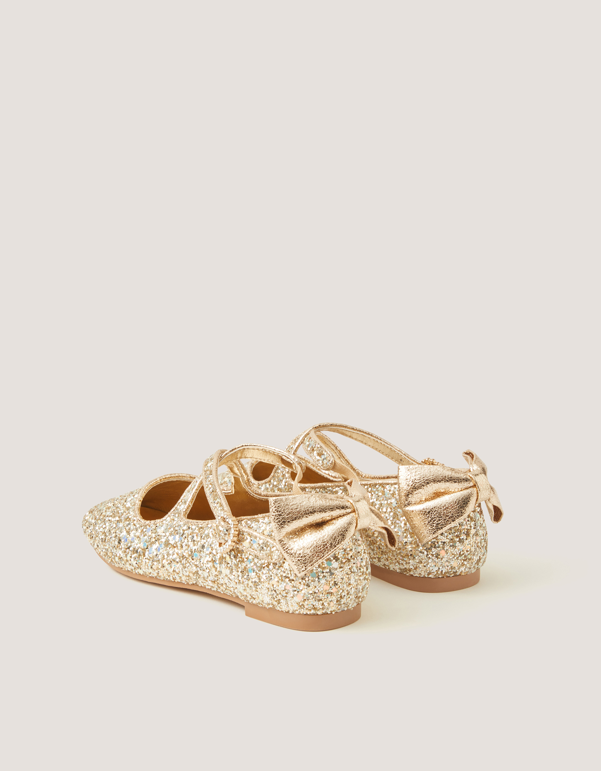 Monsoon Glitter Mary Jane Ballet Flats in Gold, view 3