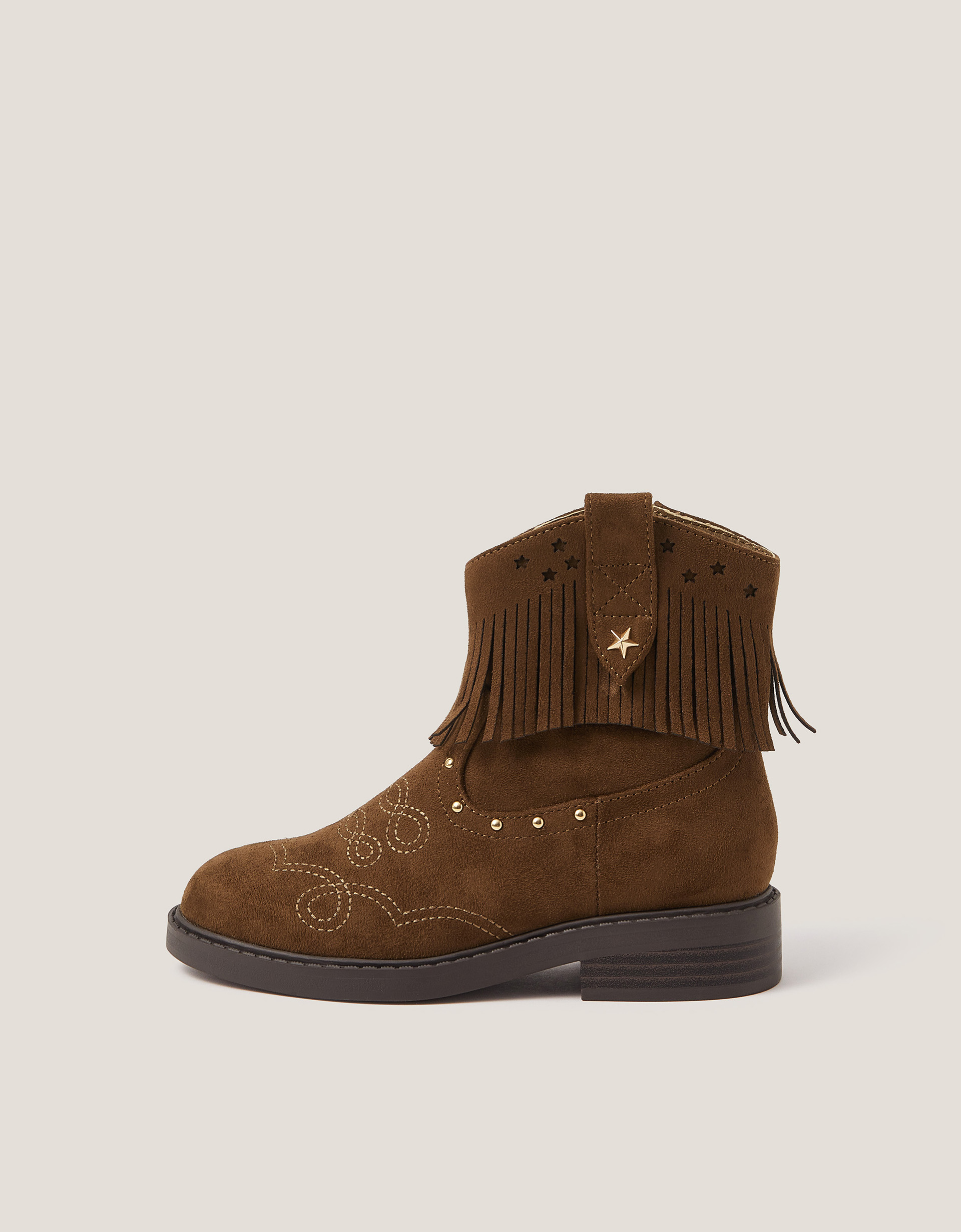 Monsoon Fringe Faux Suede Cowboy Boots, view 3