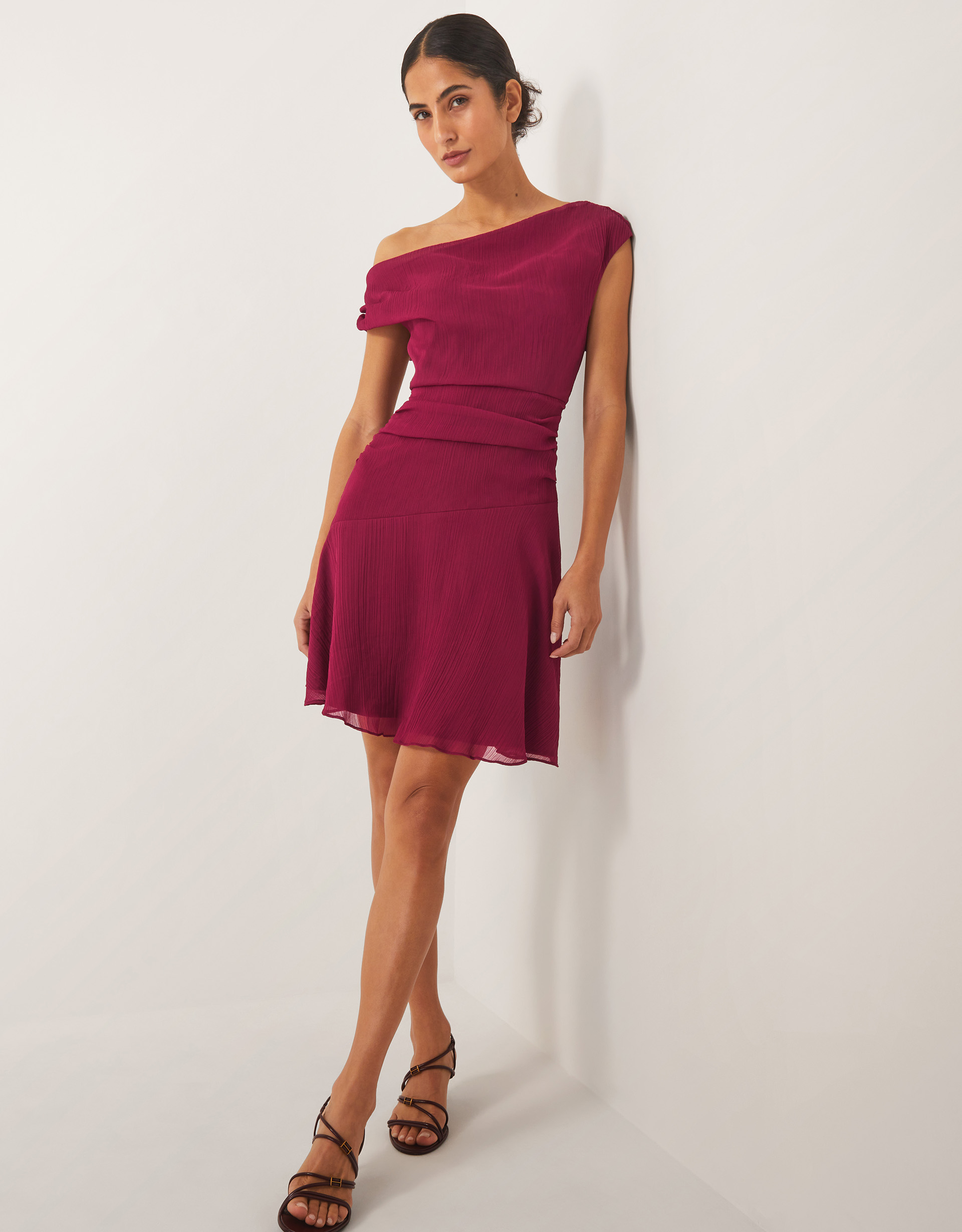 Monsoon Dona Off the Shoulder Mini Dress in red