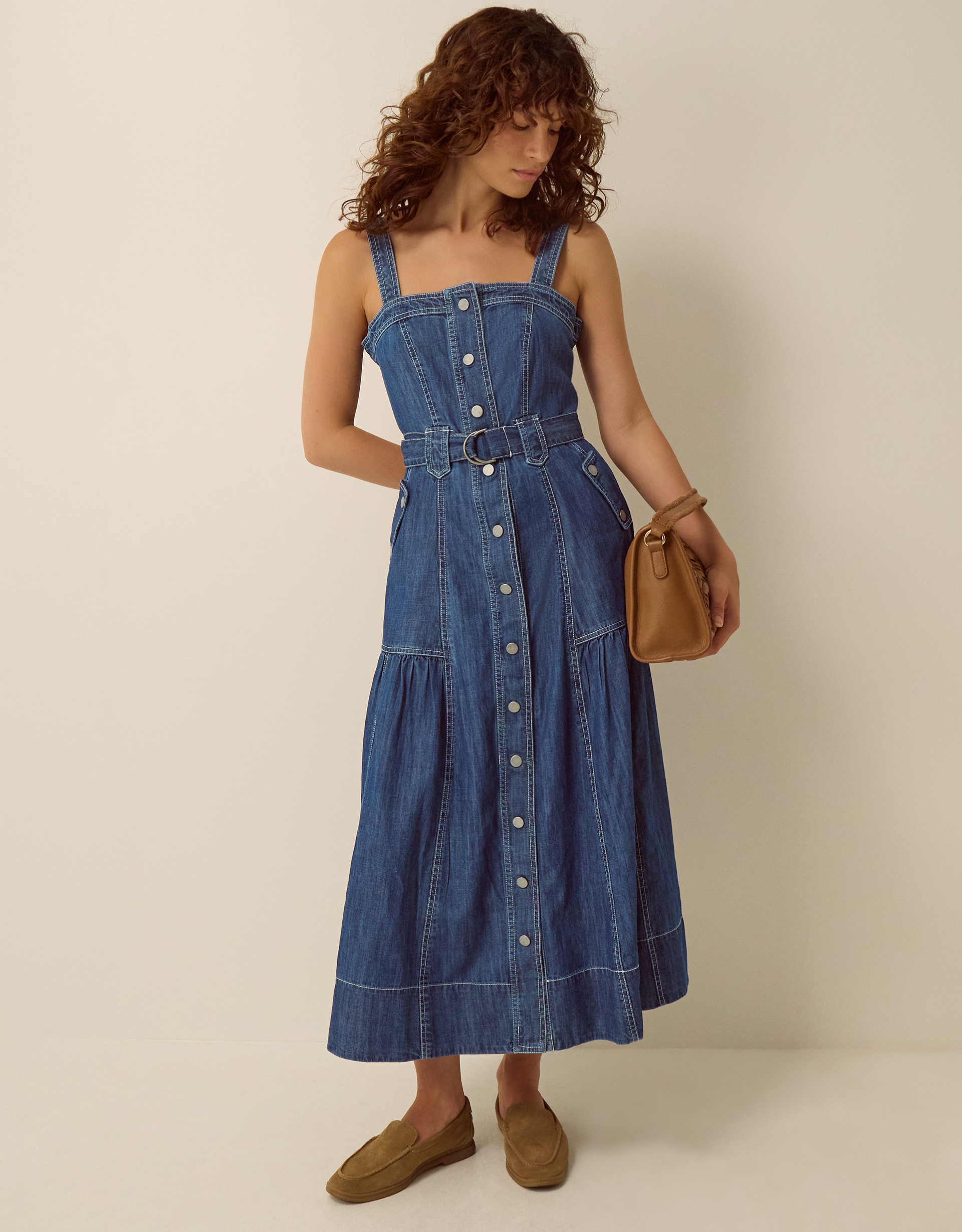Monsoon Chiara Belted Denim Midi Dress