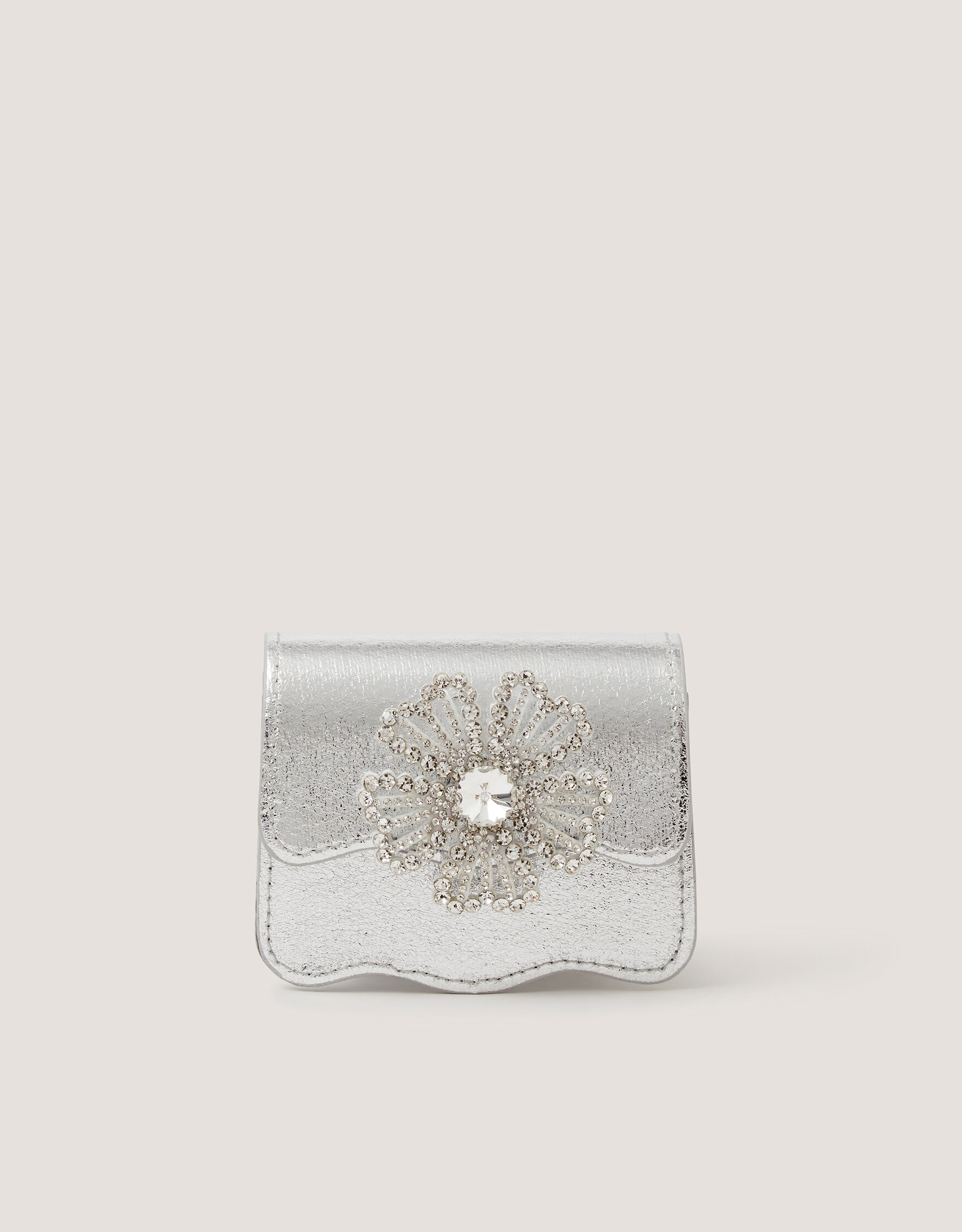 Monsoon Mini Diamanté Flower Metallic Bag