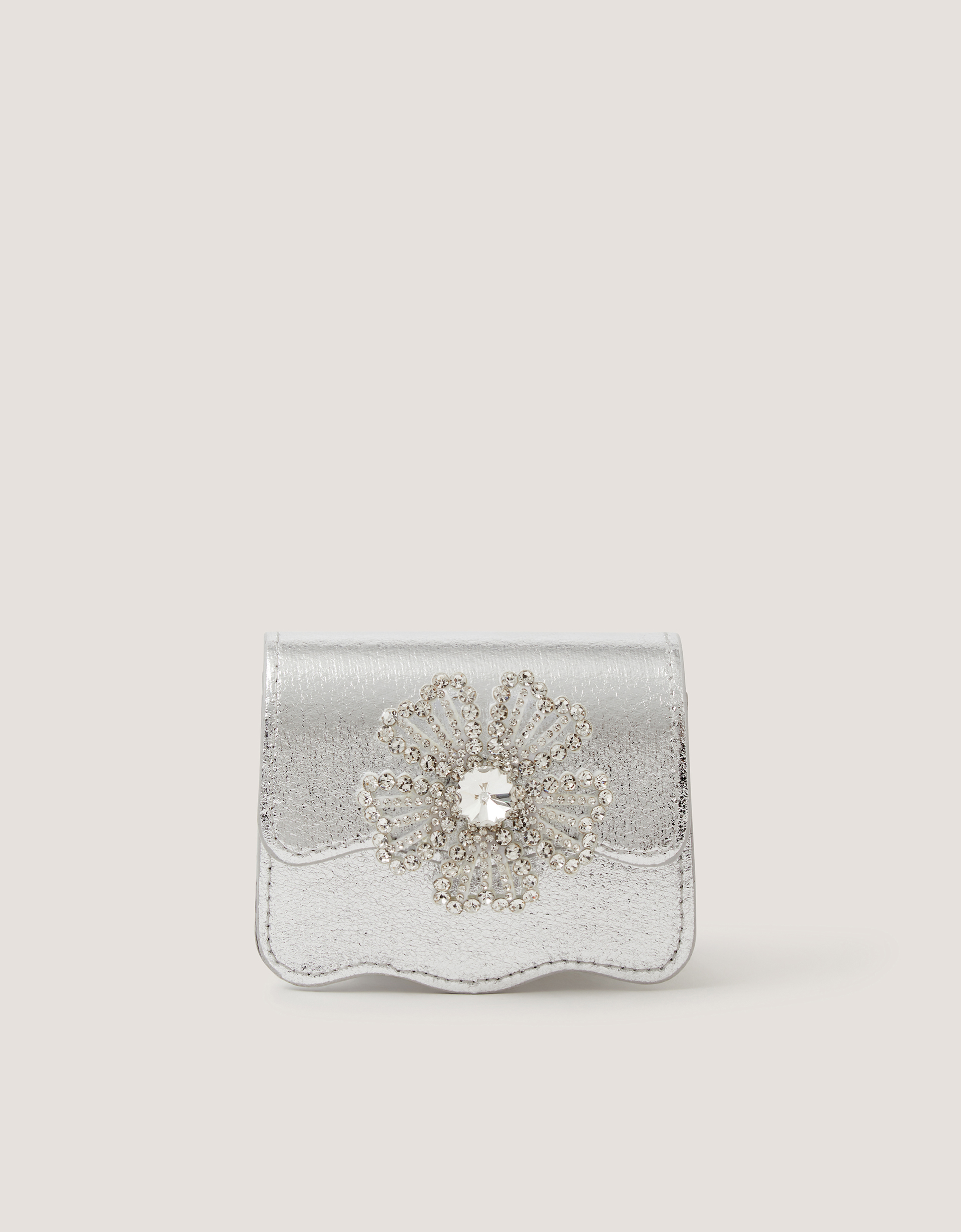 Monsoon Mini Diamanté Flower Metallic Bag