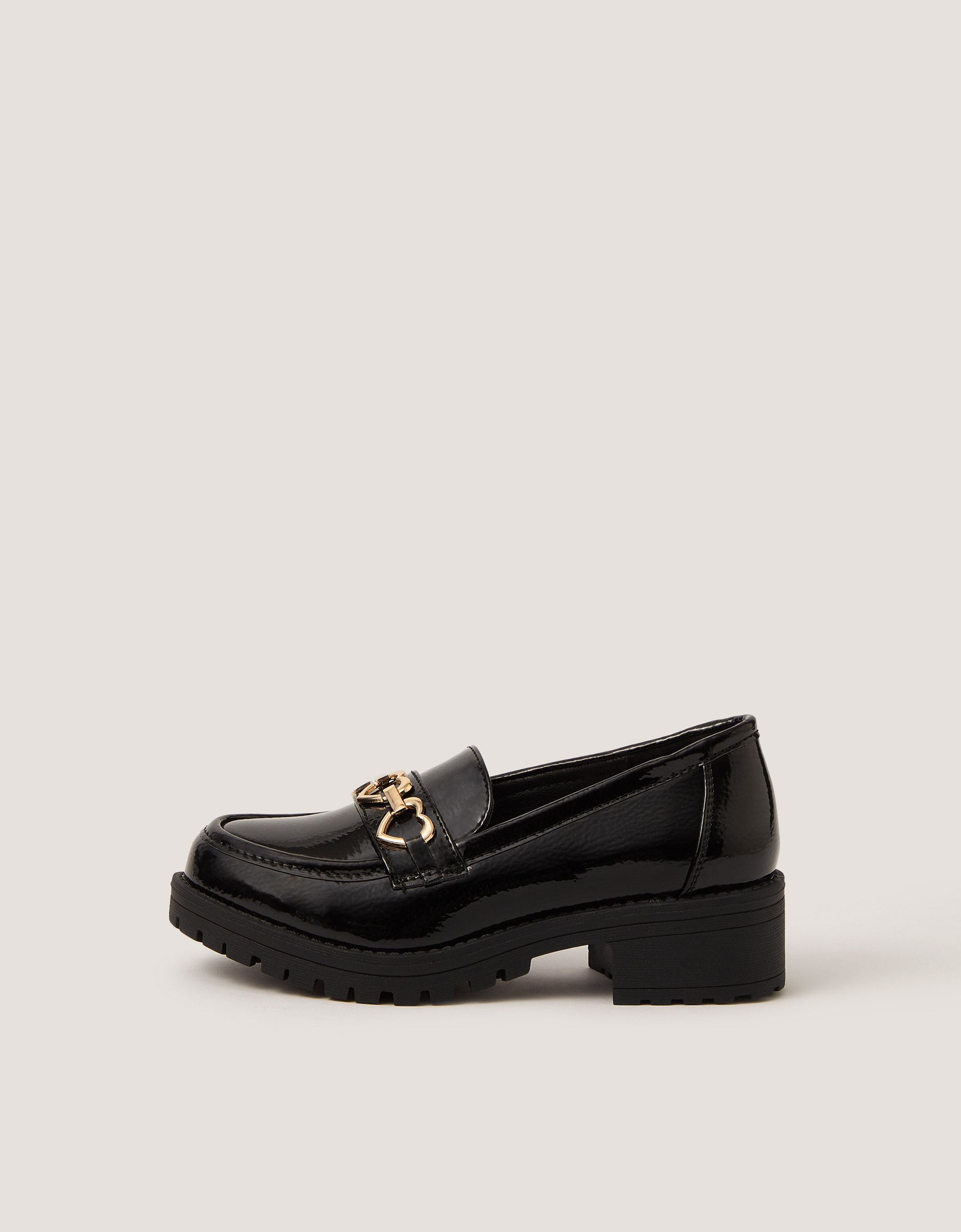 Monsoon Heart Patent Loafer School Shoes, view 2