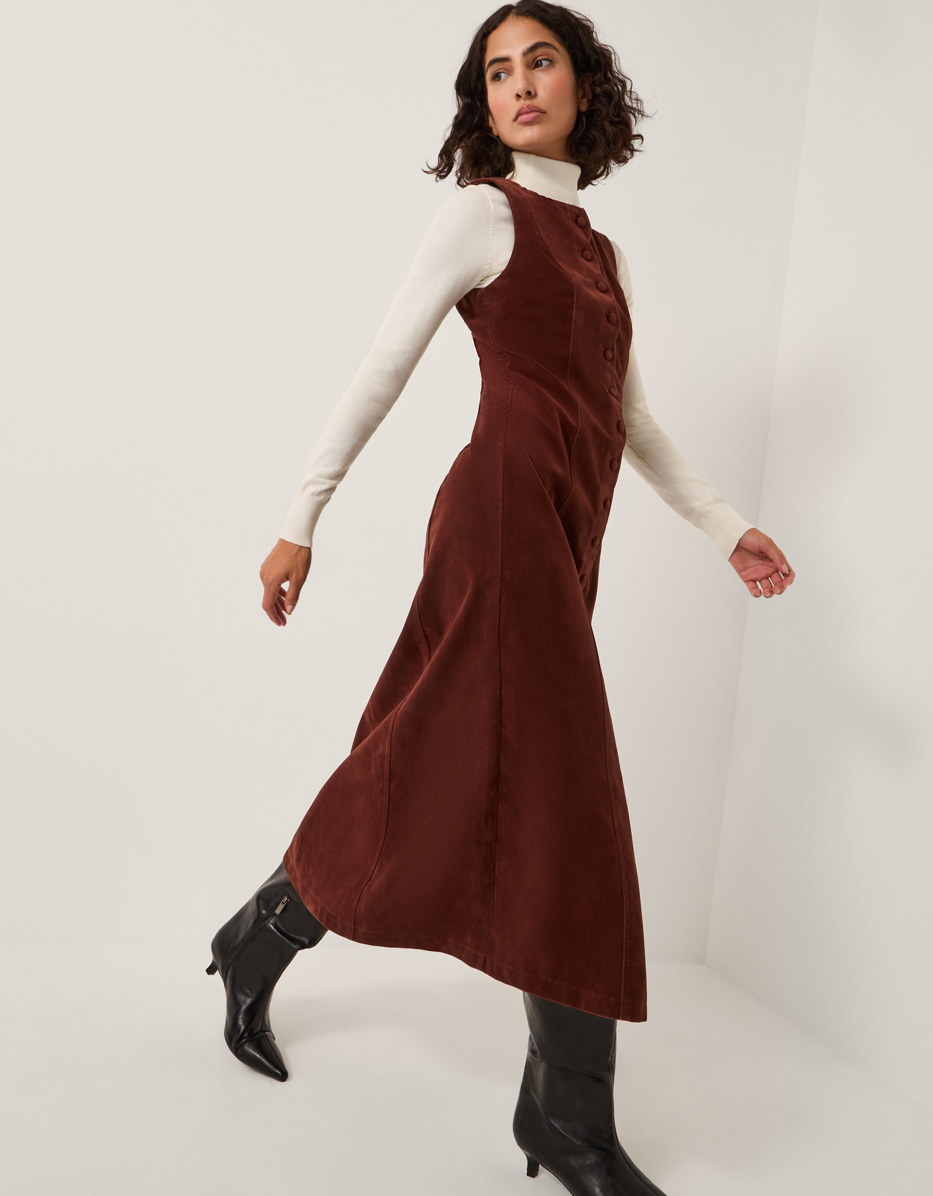 Monsoon Rubi Sleeveless Scallop Midi Dress