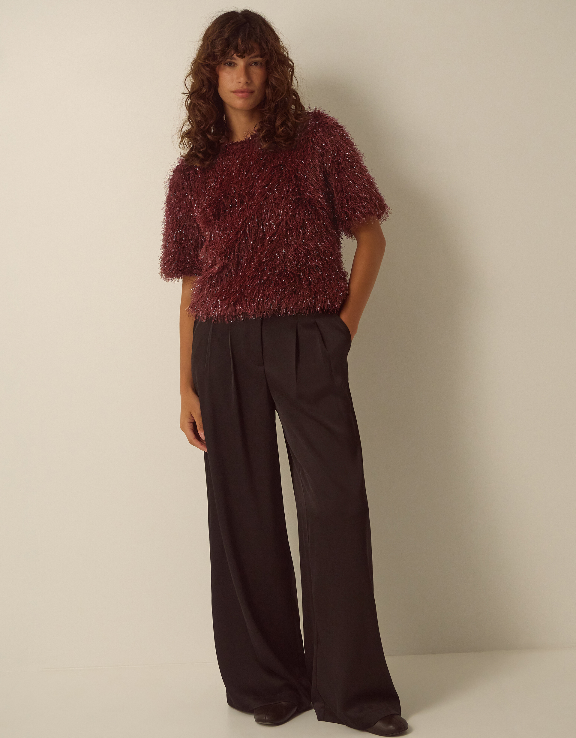 Monsoon Terri Short Sleeve Fringe Top, view 2
