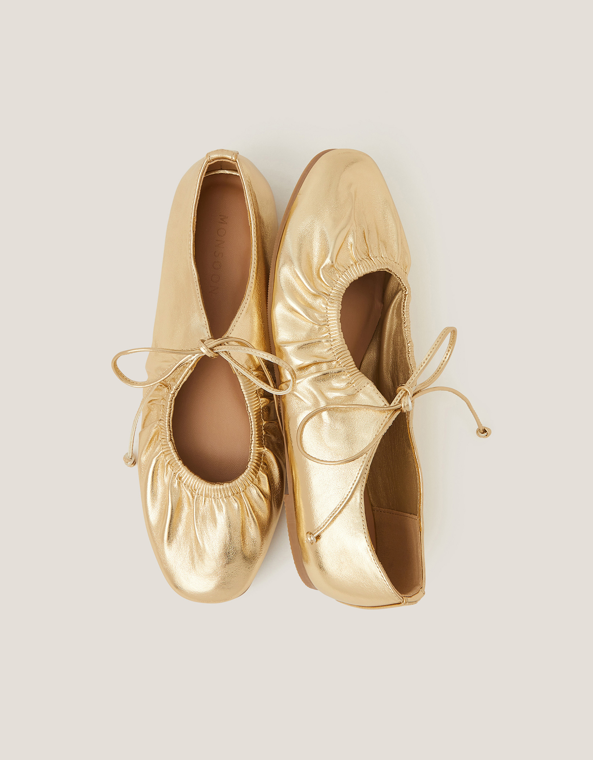 Monsoon Blair Metallic Ballet Flats in gold