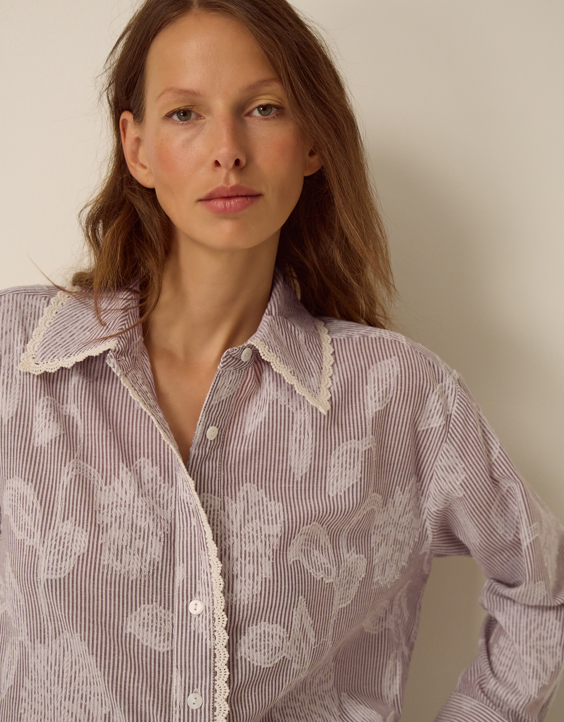 Monsoon Ariella Jacquard Stripe Shirt, view 3
