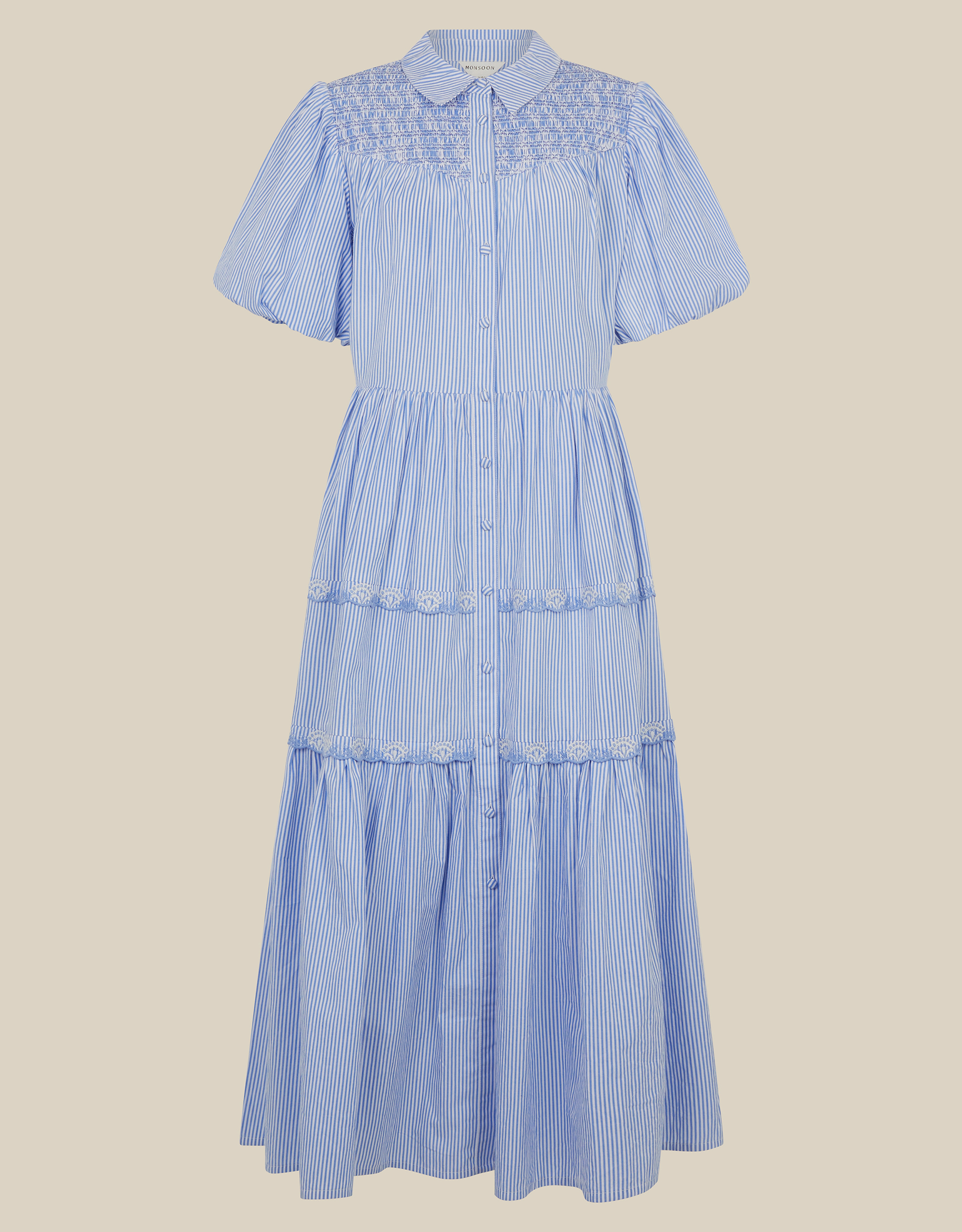Monsoon Laney Puff Sleeve Stripe Maxi Dress, view 5