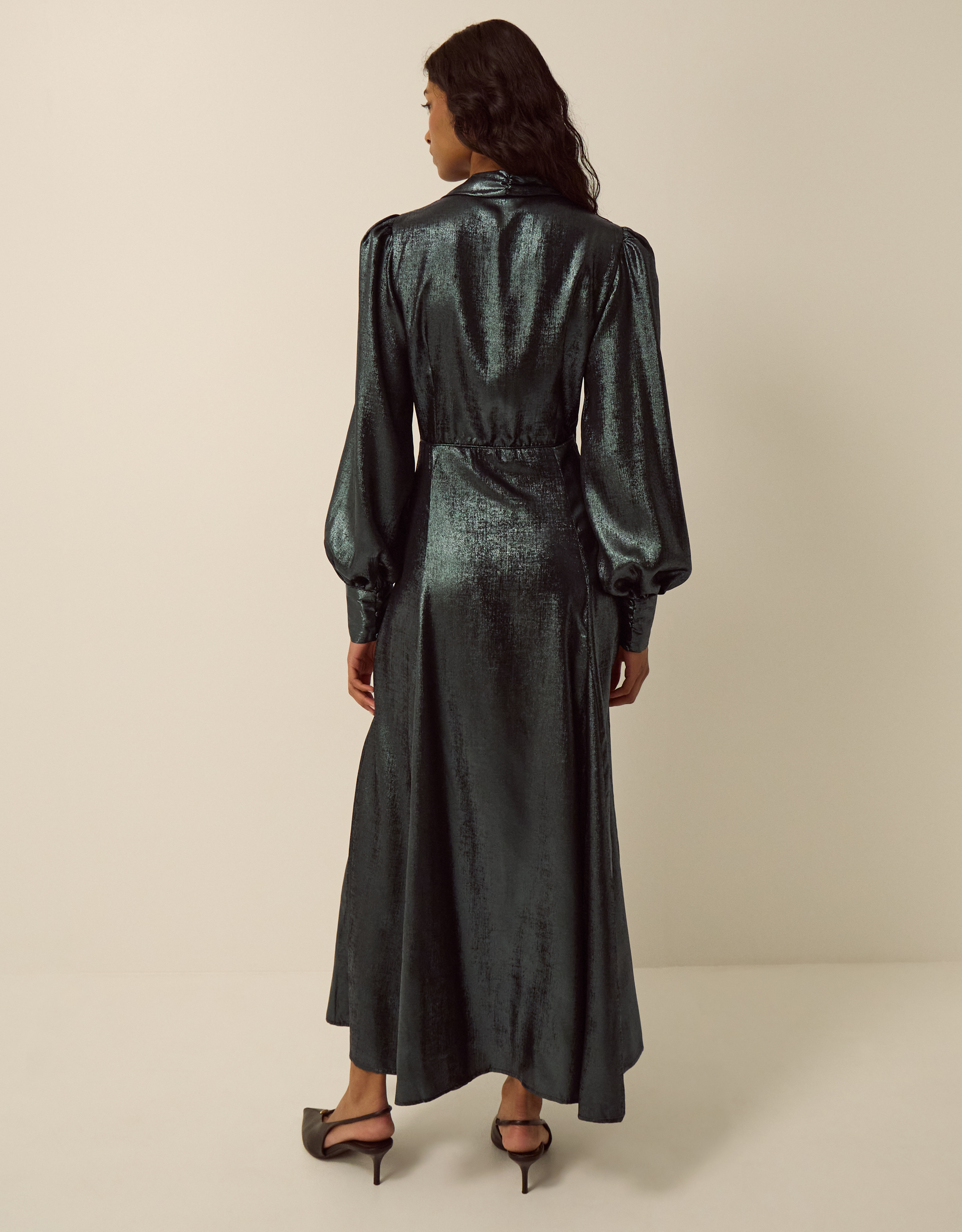 Monsoon Madelyn Metallic Midi Dress, view 3