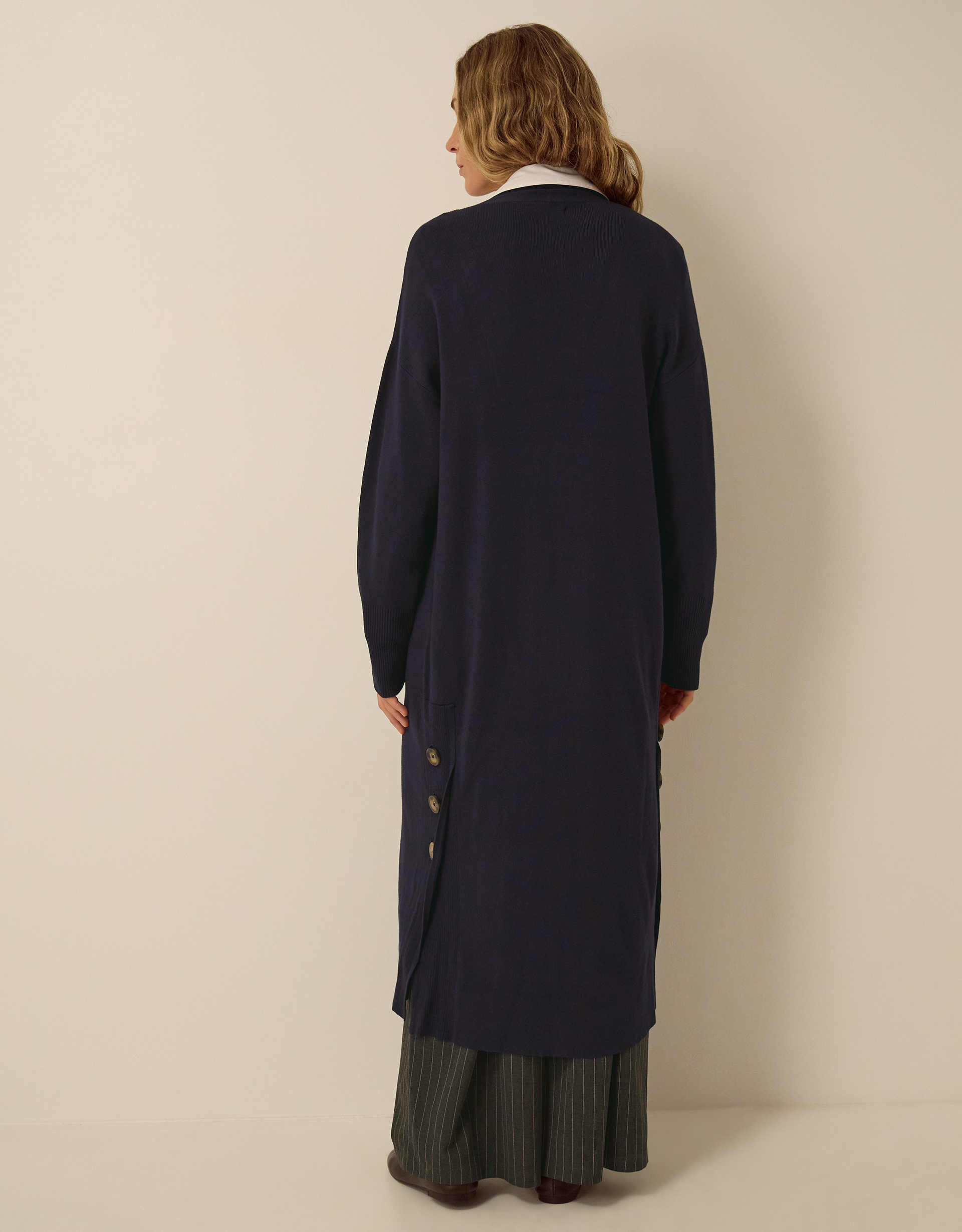 Monsoon Sadie Knit Longline Cardigan in Blue, view 3