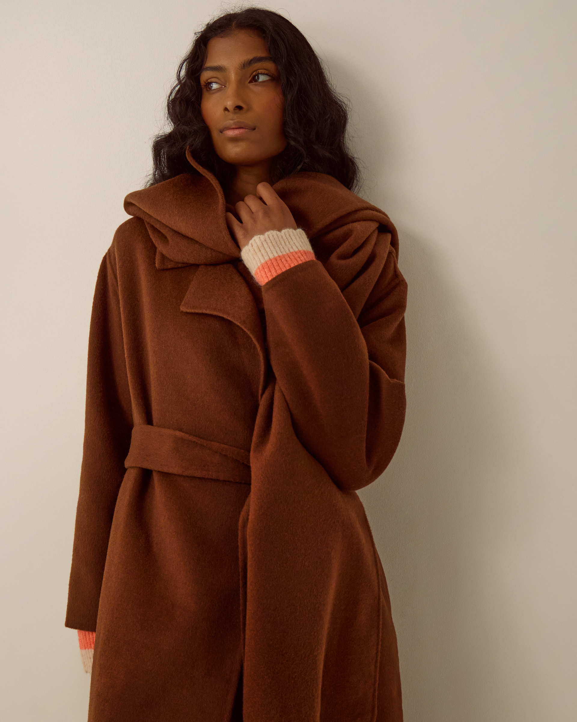 Monsoon Petra Wool Blend Scarf Coat, view 4