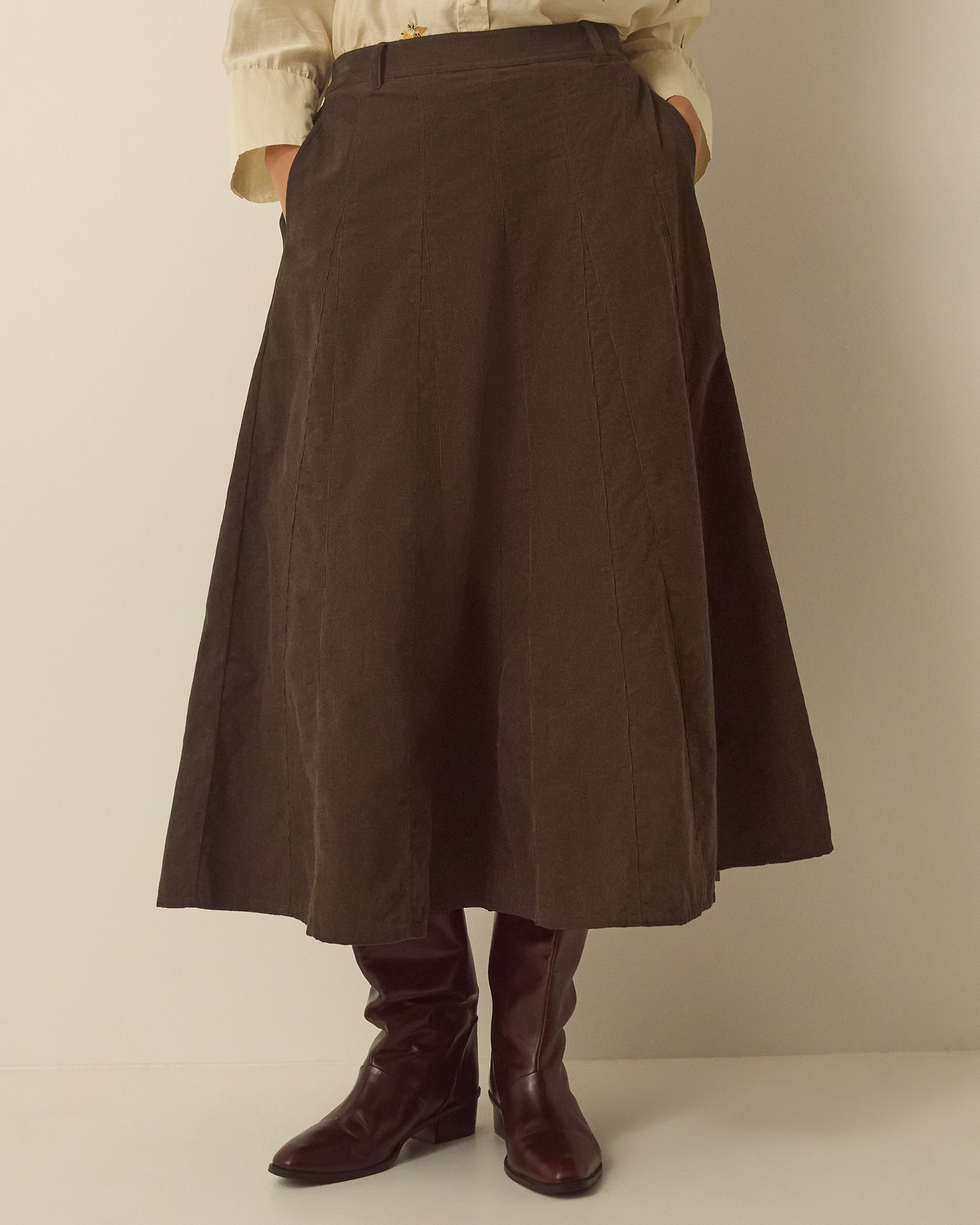Monsoon Nora Corduroy Midi Skirt, view 4