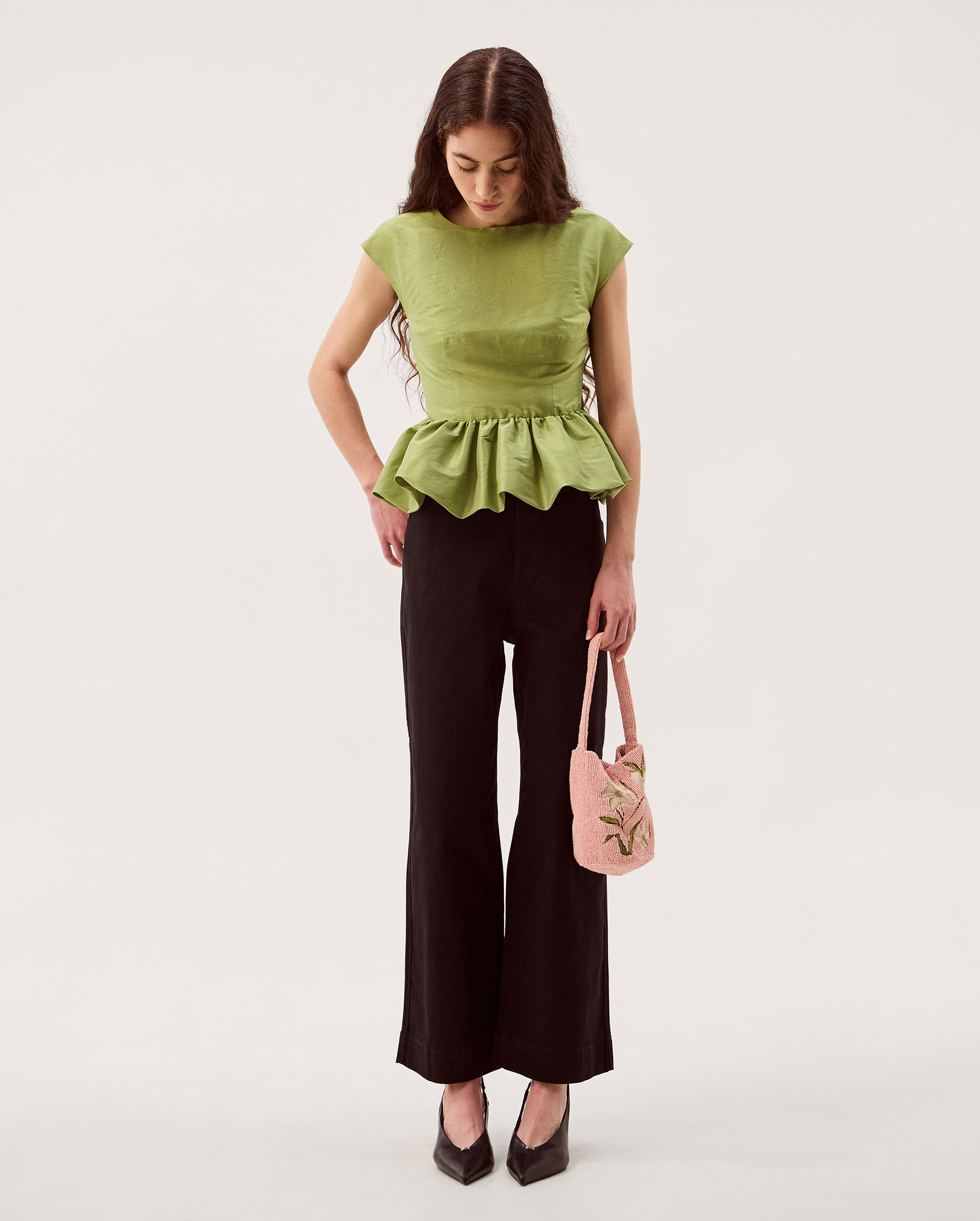 Monsoon Dahlia Sleeveless Peplum Top in green