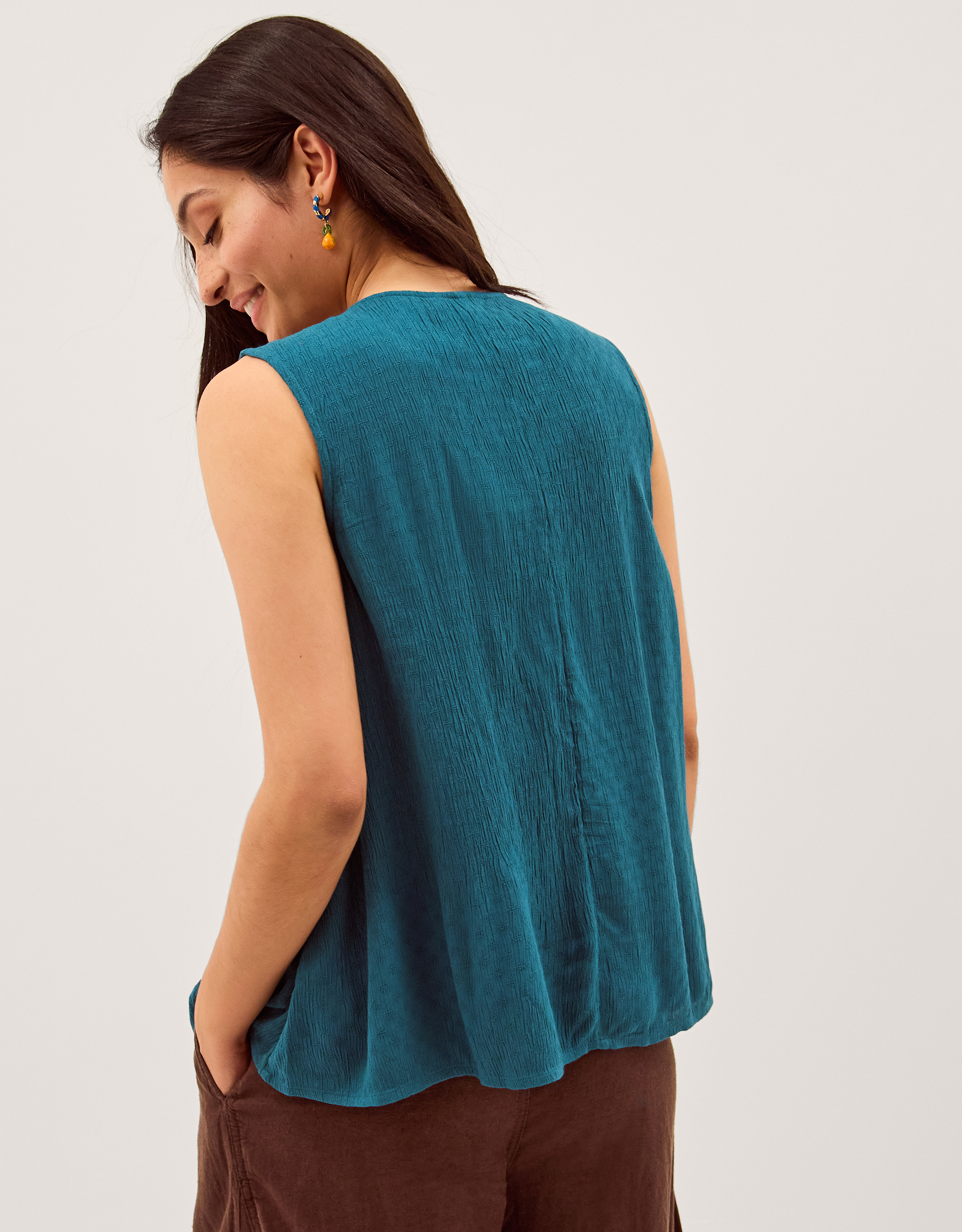 Monsoon Sophia Embellished Pleat Tank Top, view 3