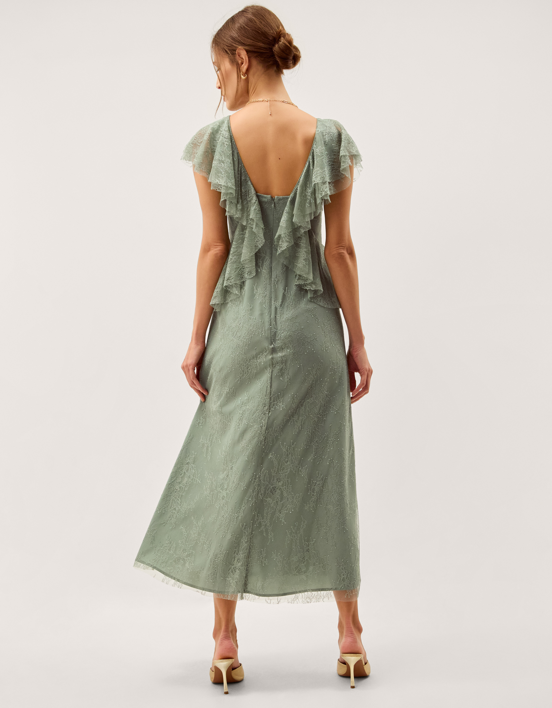 Monsoon Alda Ruffle Lace Midi Dress, view 5