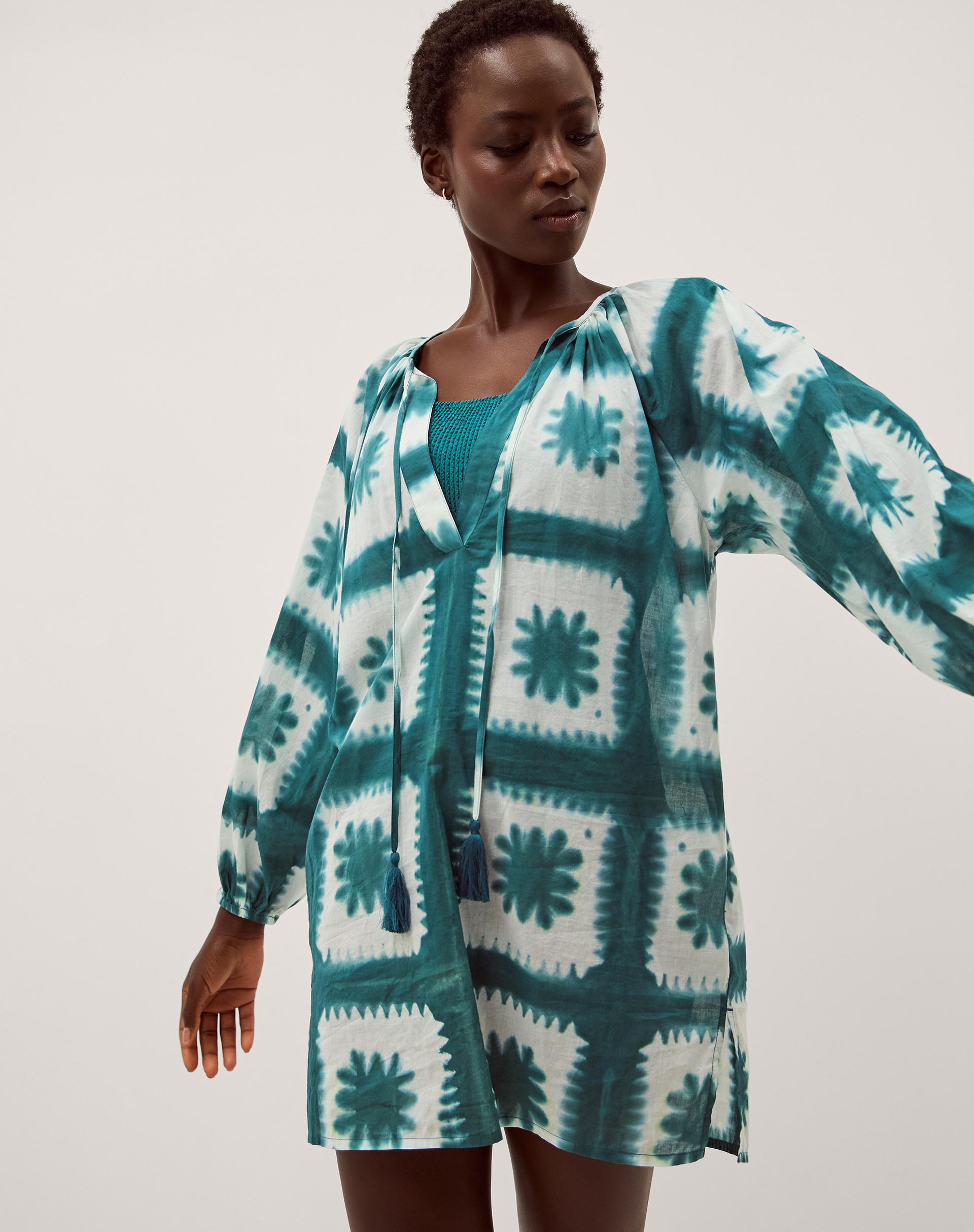 Monsoon Malia Artisanal Print Mini Kaftan
