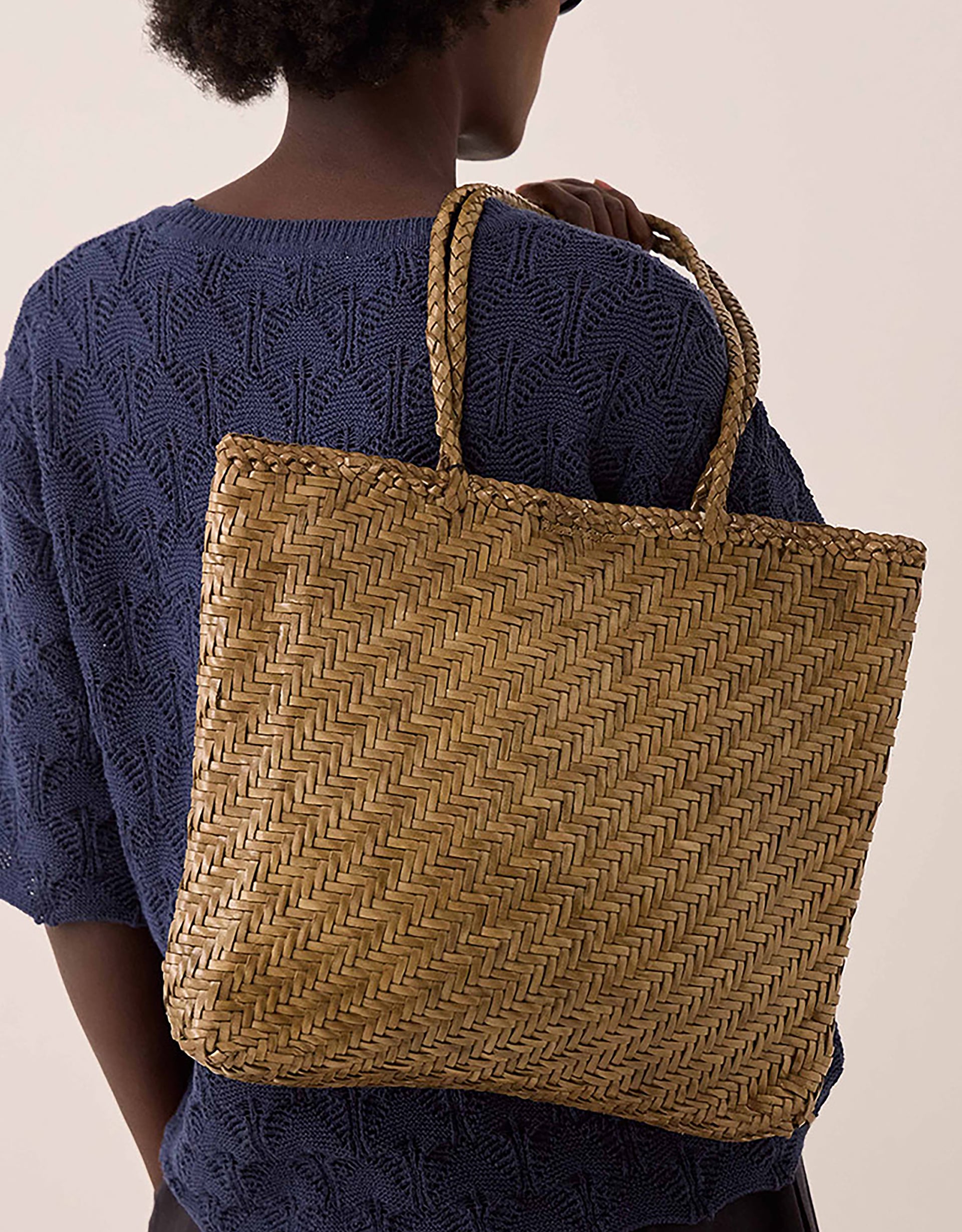 Monsoon Ellyla Rhia Woven Leather Tote Bag, view 2