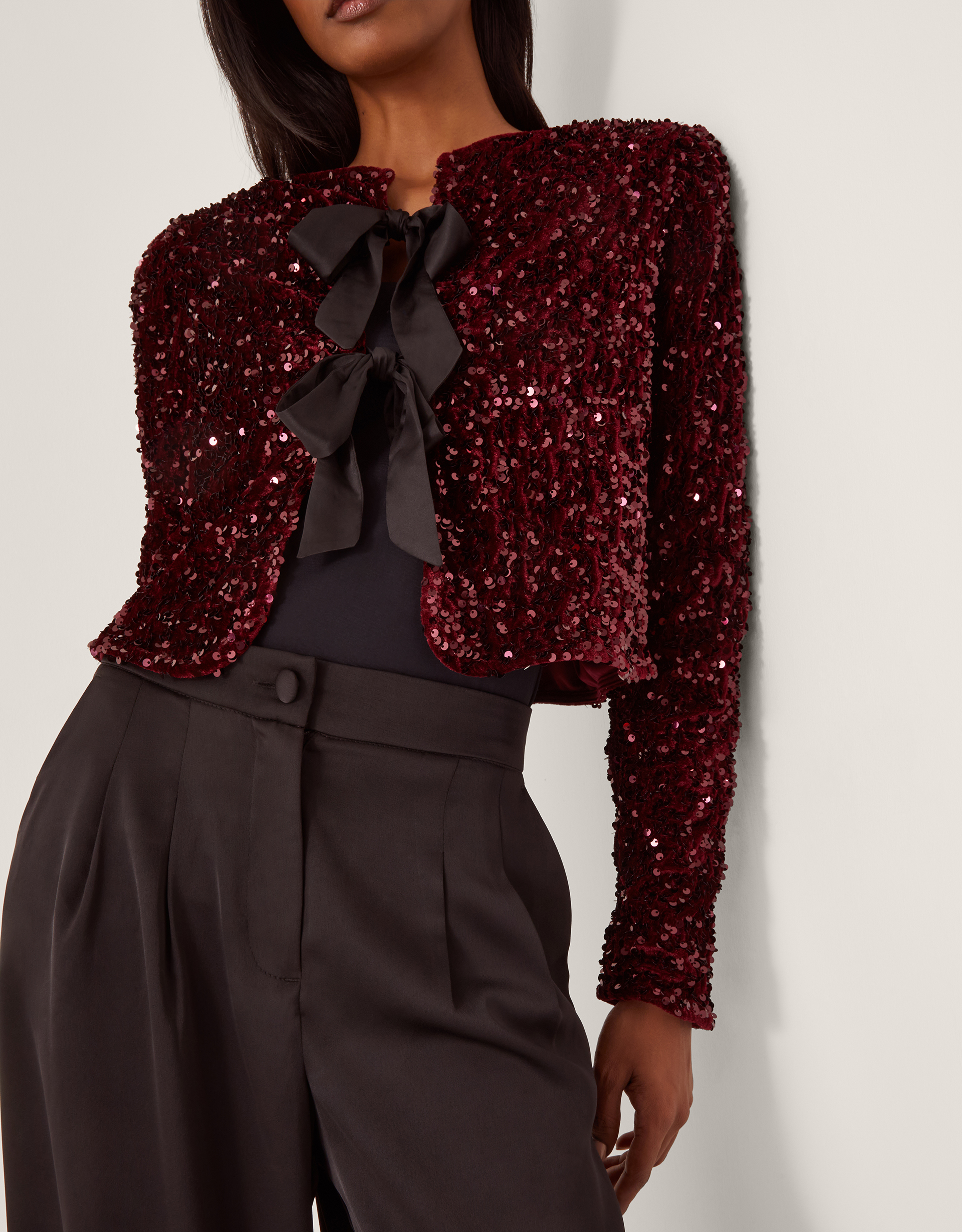 Monsoon Belinda Bow Sequin Jacket