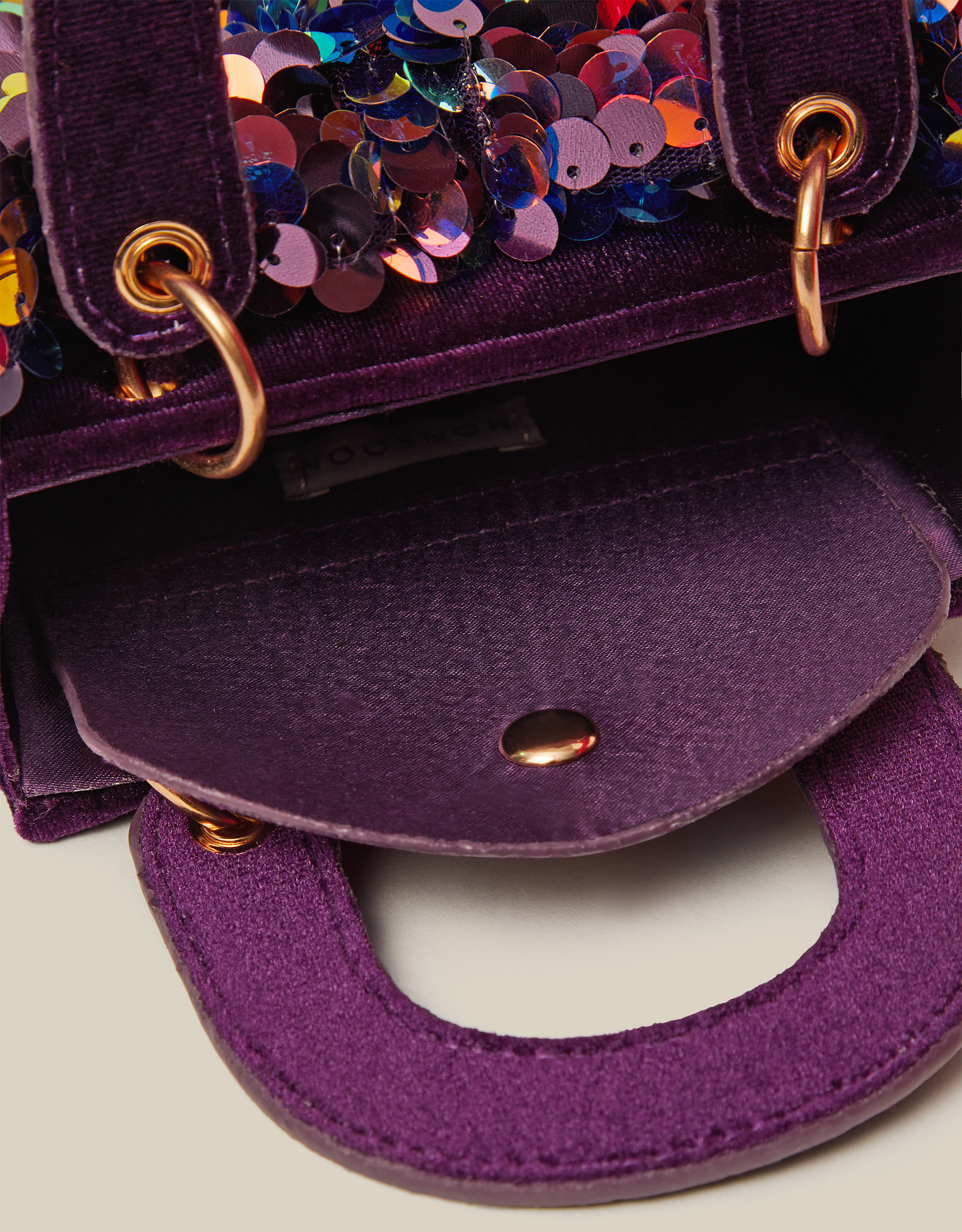Monsoon Sequin Bow Tote Bag in Purple, view 4